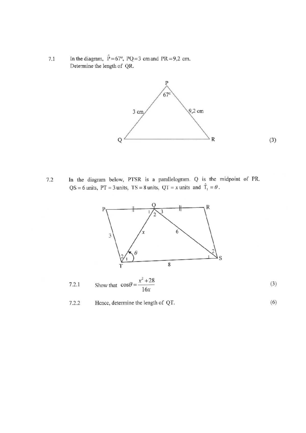 Sine and cos rule test - WTW 134 - Studocu