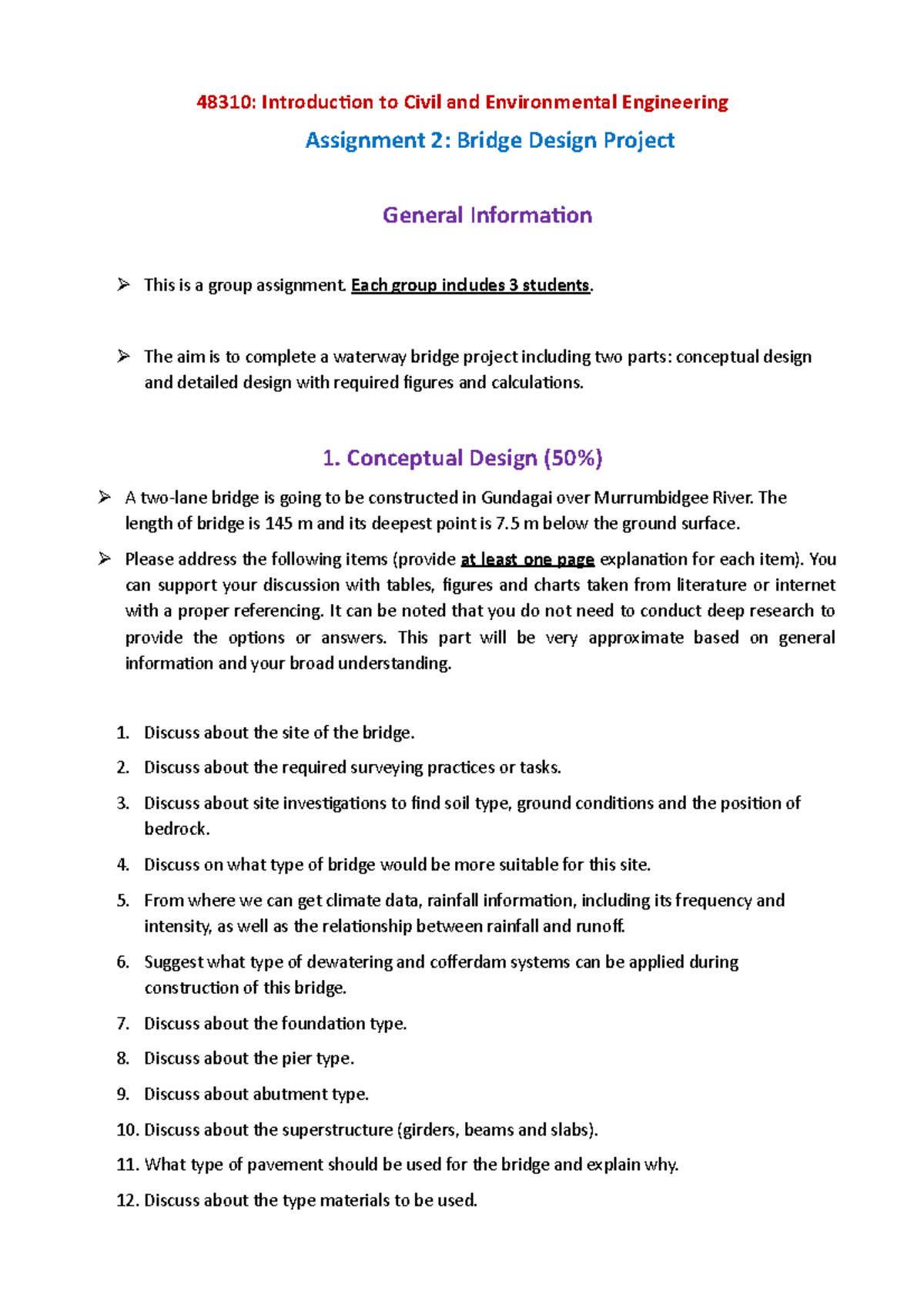 48310 - Bridge Design Project - 2022a Group of 3 - 48310: Introduction ...