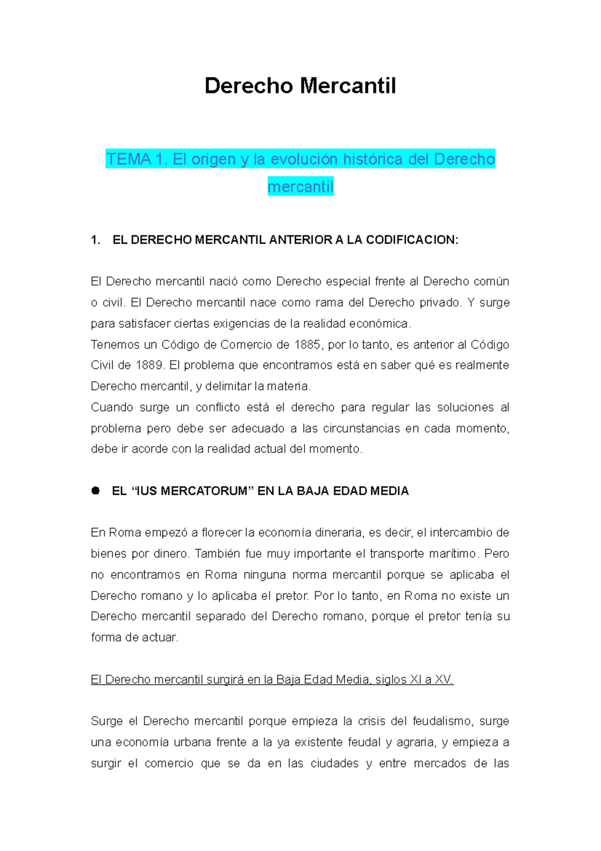 Derecho Mercantil Derecho Mercantil TEMA 1.
