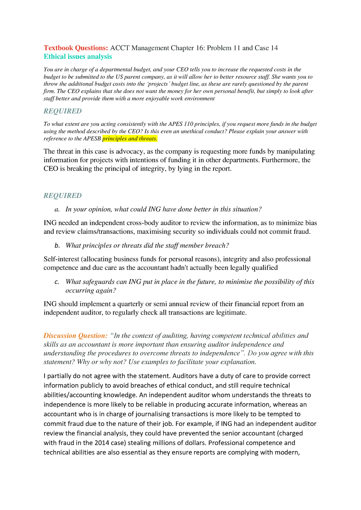 Accounting For Business Decisions B Law And Ethics HW - 22207 - Studocu