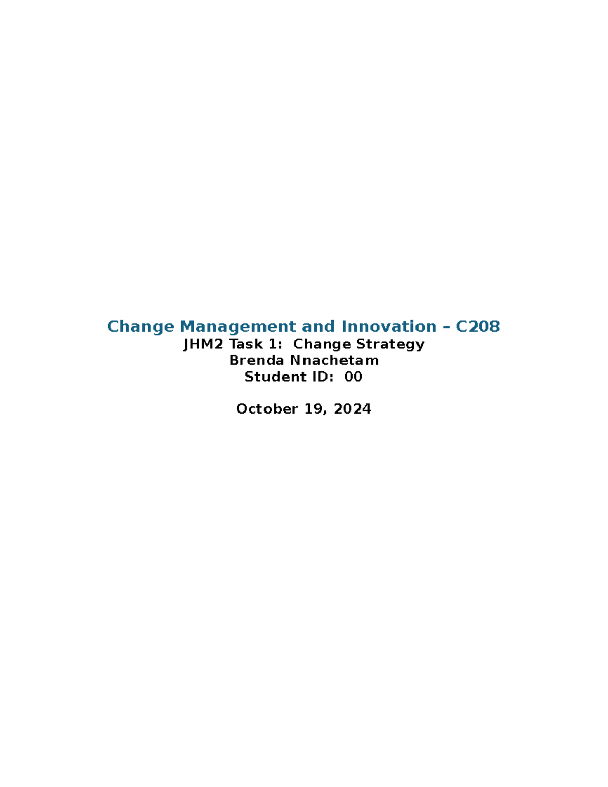 JHM2.Task 1-Share - Business Report - Change Management and Innovation ...