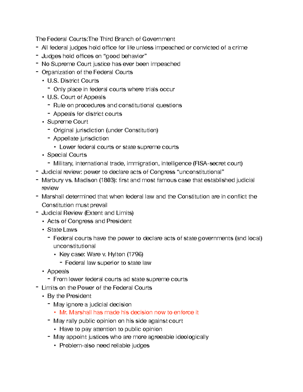 POLS 115 Notes Chapter 14 PDF - The Federal Courts:The Third Branch of ...