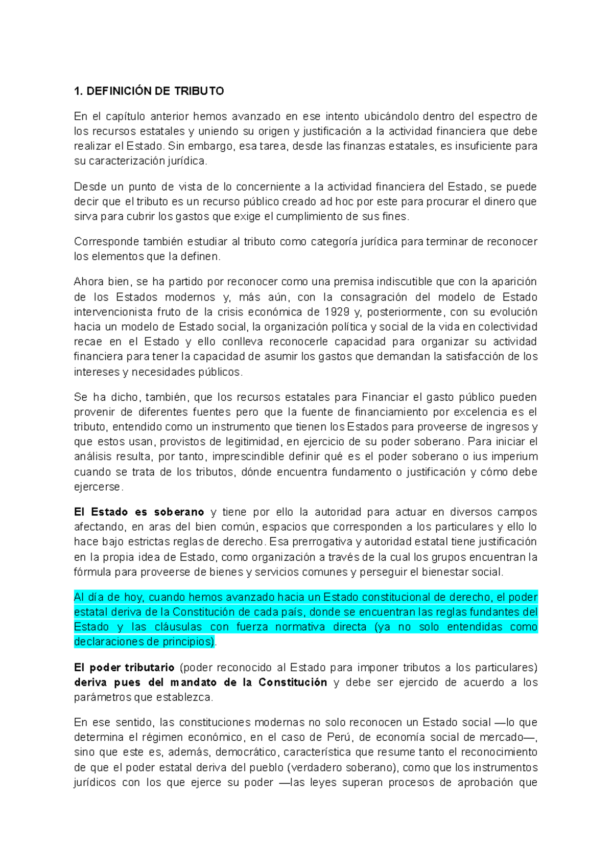 El tributo - apuntes - 1. DEFINICIÓN DE TRIBUTO En el capítulo anterior ...