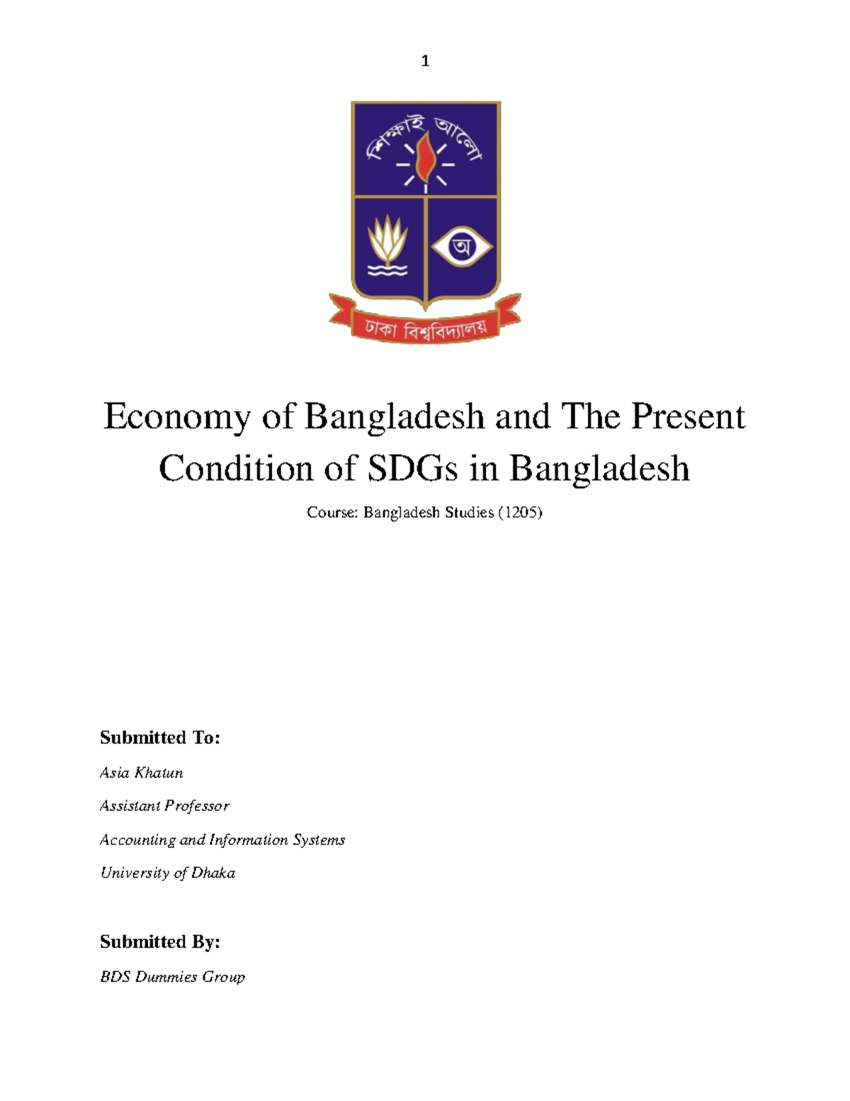 Term Paper By BDS Dummies - Economy of Bangladesh and The Present ...