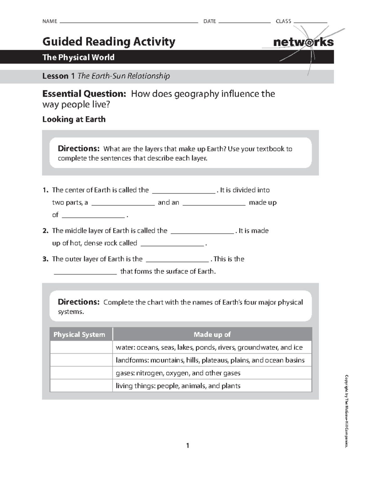 Chapter 2 Lesson 1 Guided Reading - Lesson 1 The Earth-Sun Relationship ...