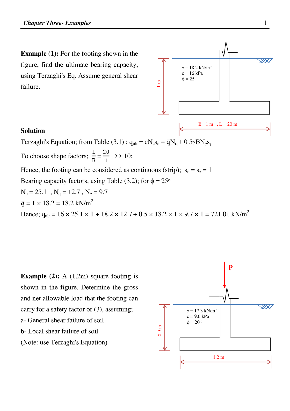 Ch.3-examples 3 - Examples For Foundations Design, - Example (1): For 