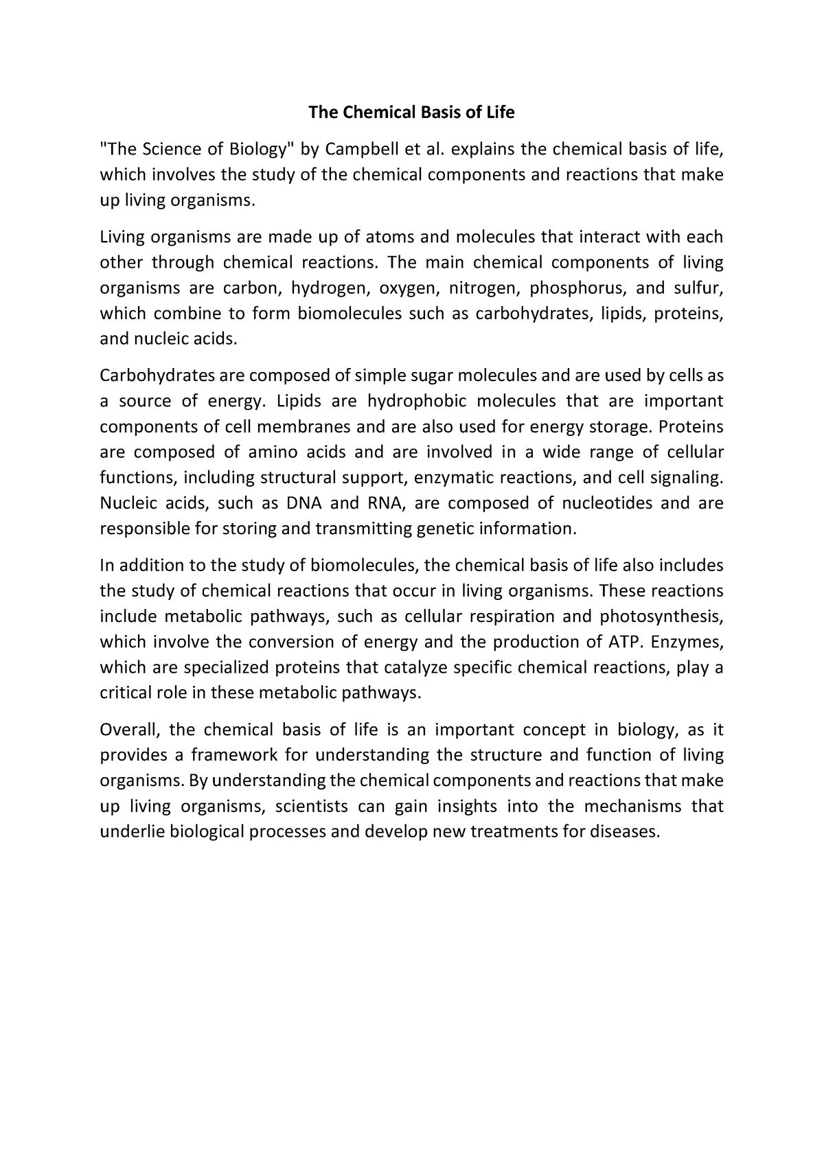 Biology Chapter 2-1 - The Chemical Basis Of Life "The Science Of ...