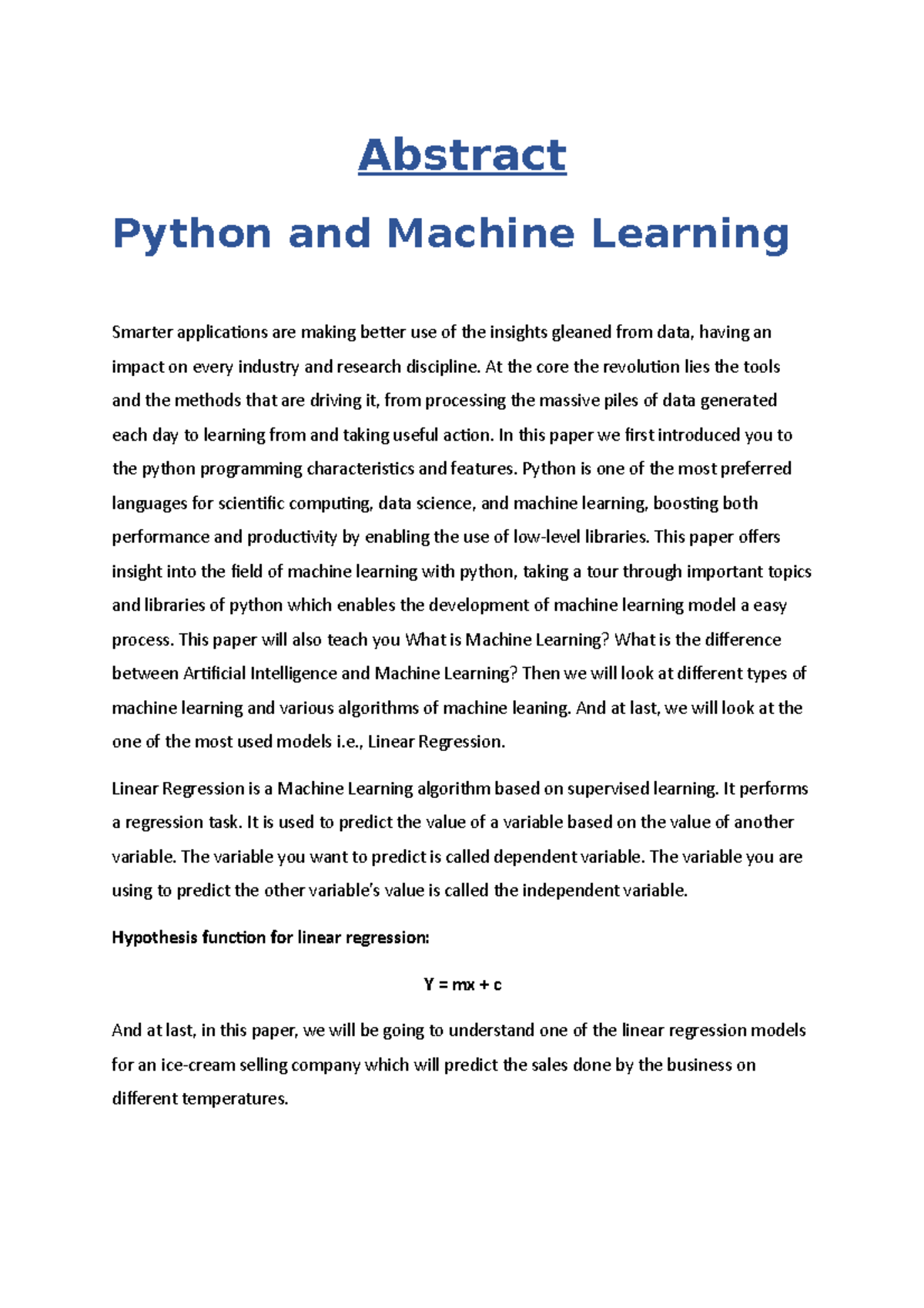 Abstract 4 - Summary On Machine Learning - Abstract Python and Machine ...