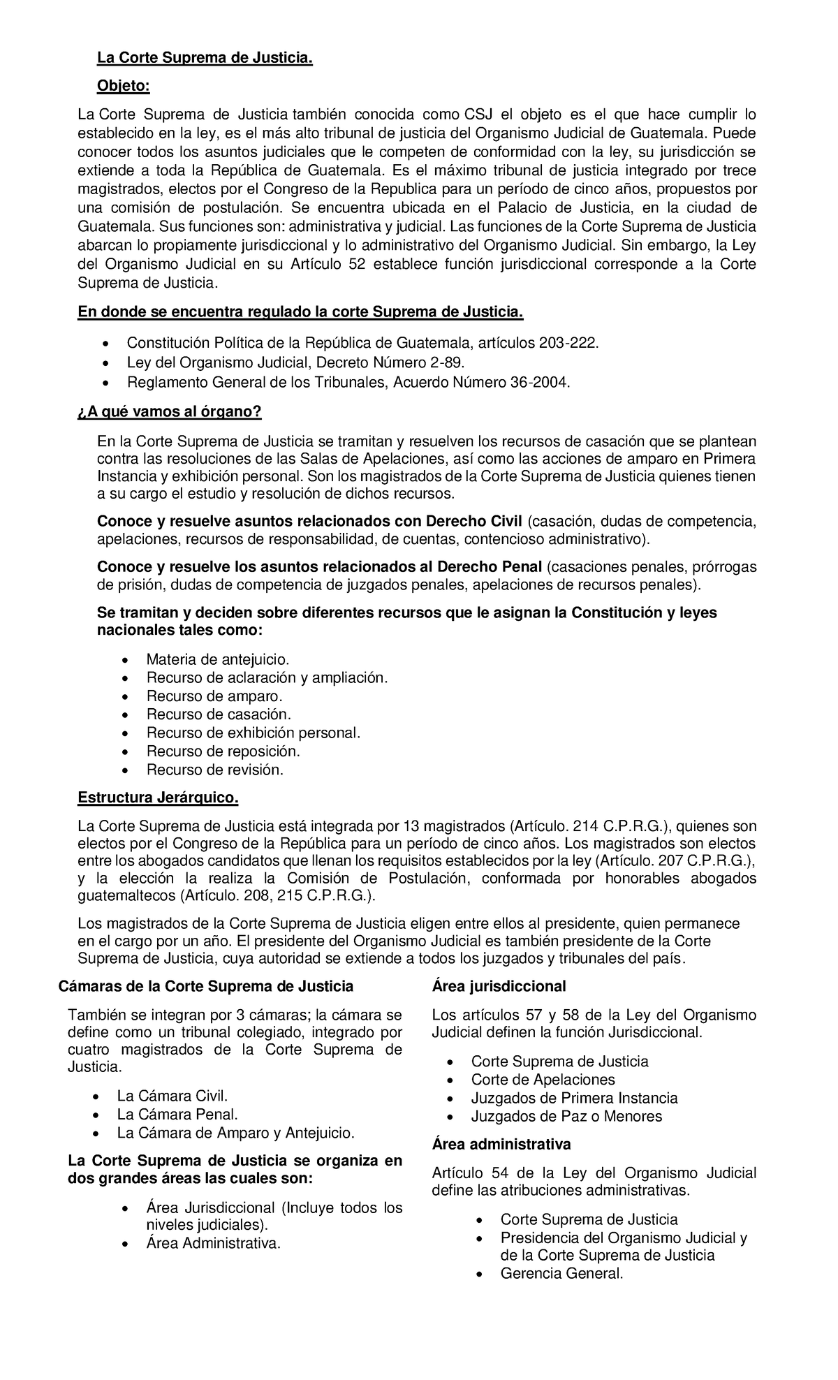 La Corte Suprema de Justicia - Objeto: La Corte Suprema de Justicia ...