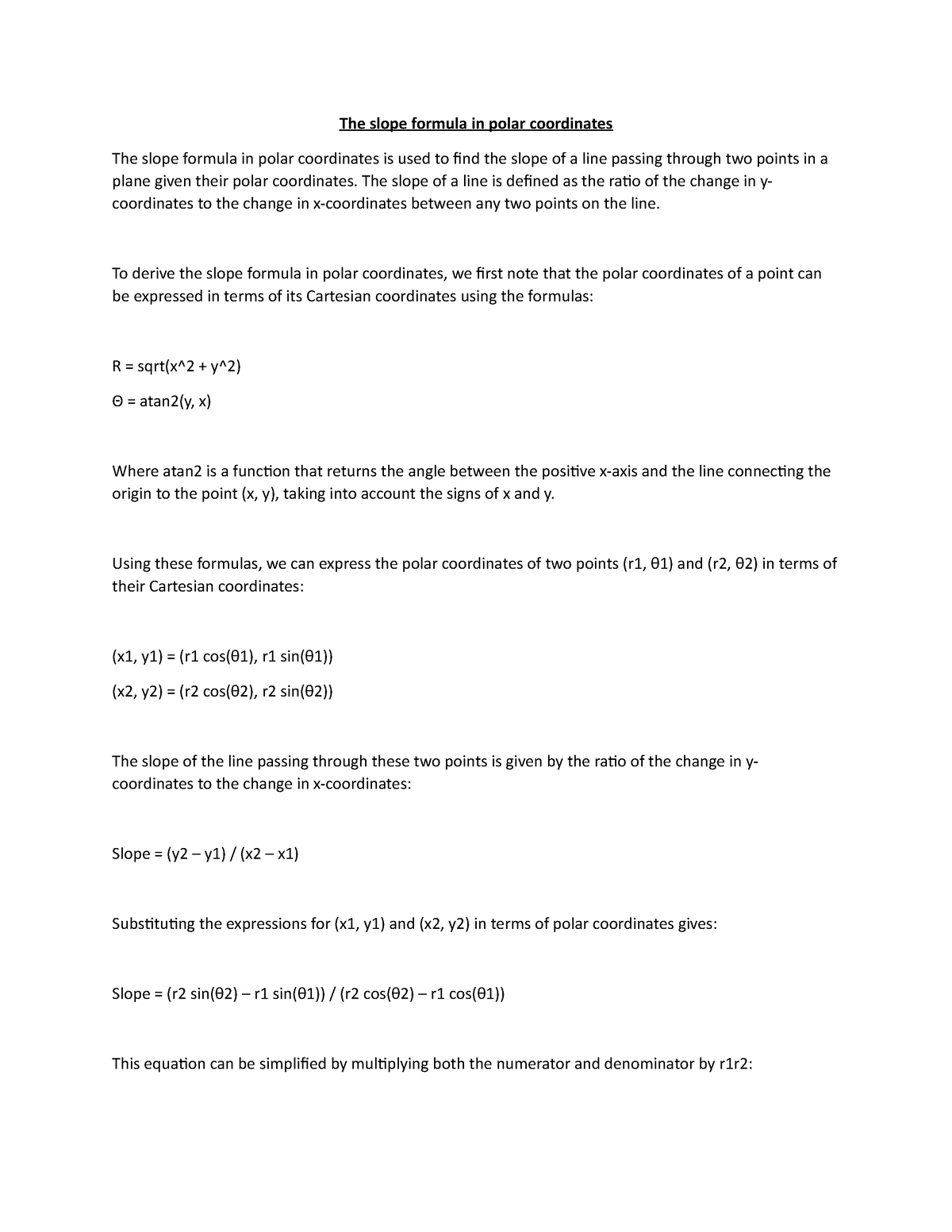 the-slope-formula-in-polar-coordinates-the-slope-of-a-line-is-defined