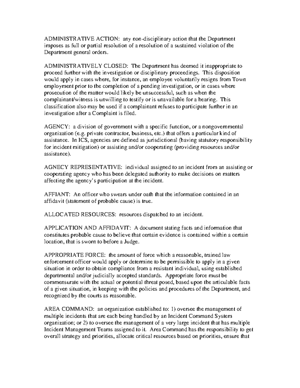 Glossary - ADMINISTRATIVE ACTION: any non-disciplinary action that the ...