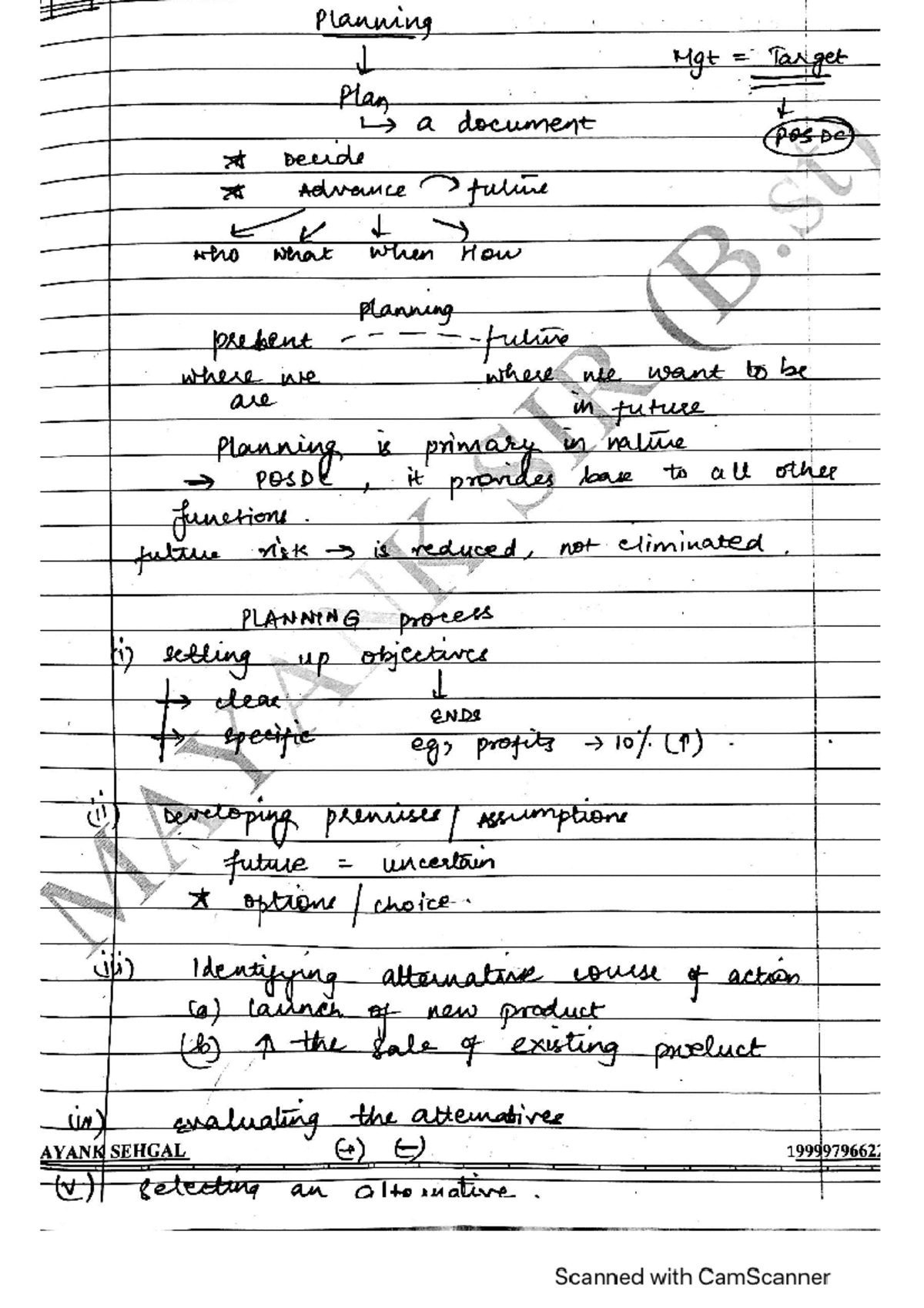 Ch 4 Planning - NOTES FOR BST CHAPTER 4 - Planning Mgt Target Plan a ...