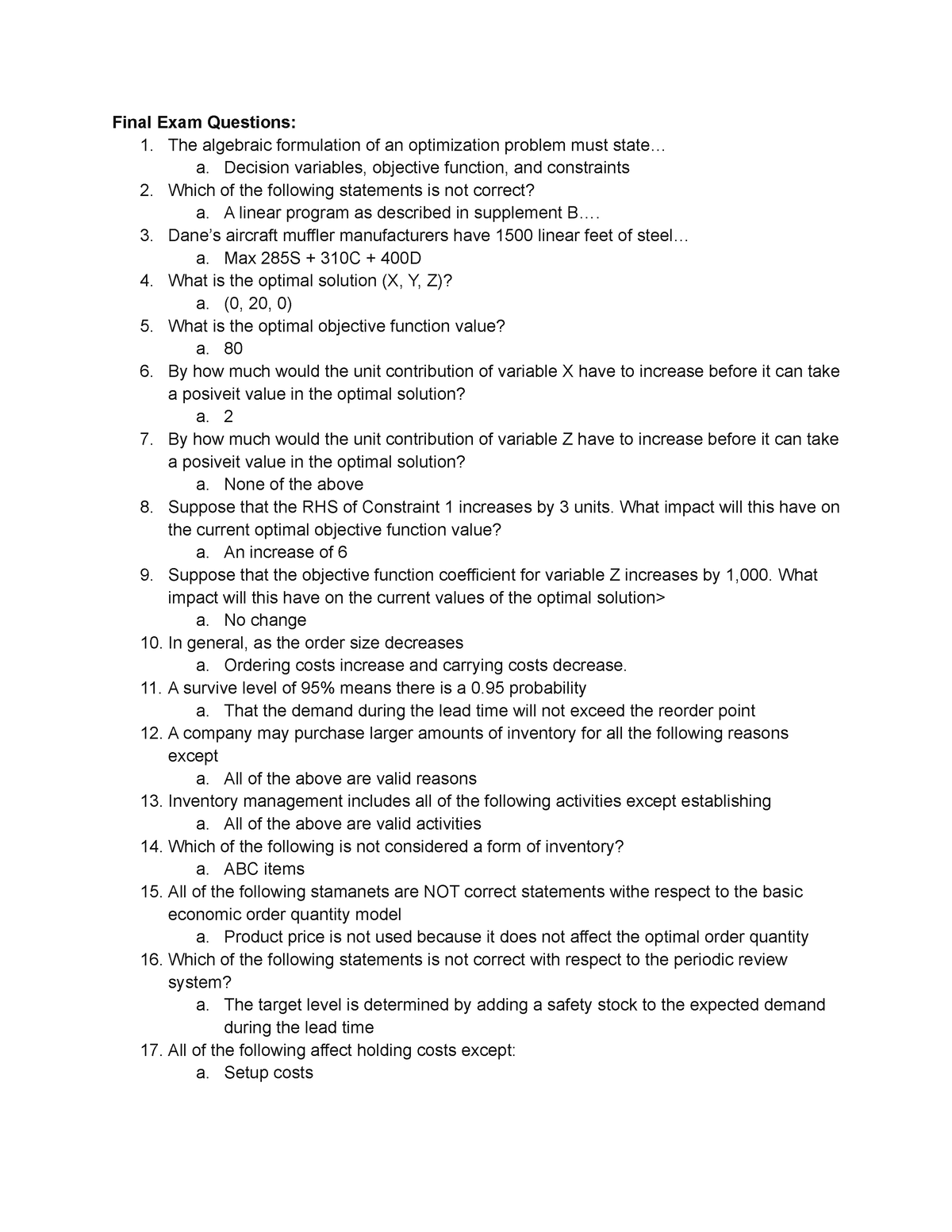 Mktg 372 Rego (Fall 2022) - Past Exams Quiz Answers - Final Exam ...