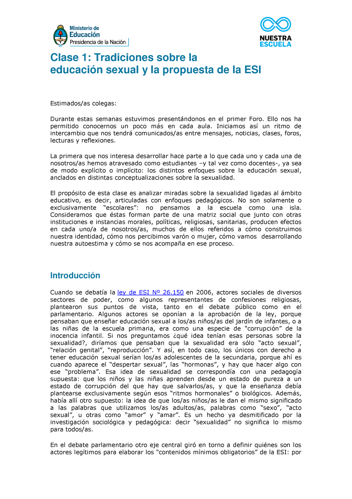 1 Tradiciones Sobre Ed Sex Clase 1 Tradiciones Sobre La Educación Sexual Y La Propuesta De 4337