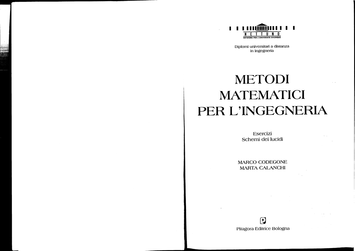 Metodi Matematici Per L Ingegneria Sapienza