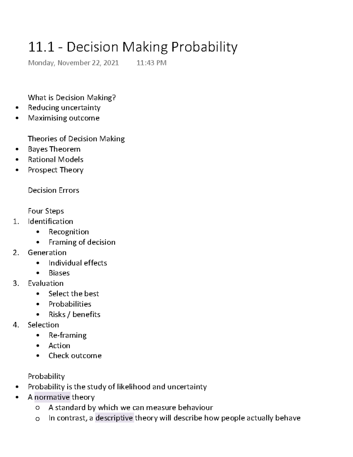 11.1 - Decision Making Probability - What is Decision Making? Reducing ...