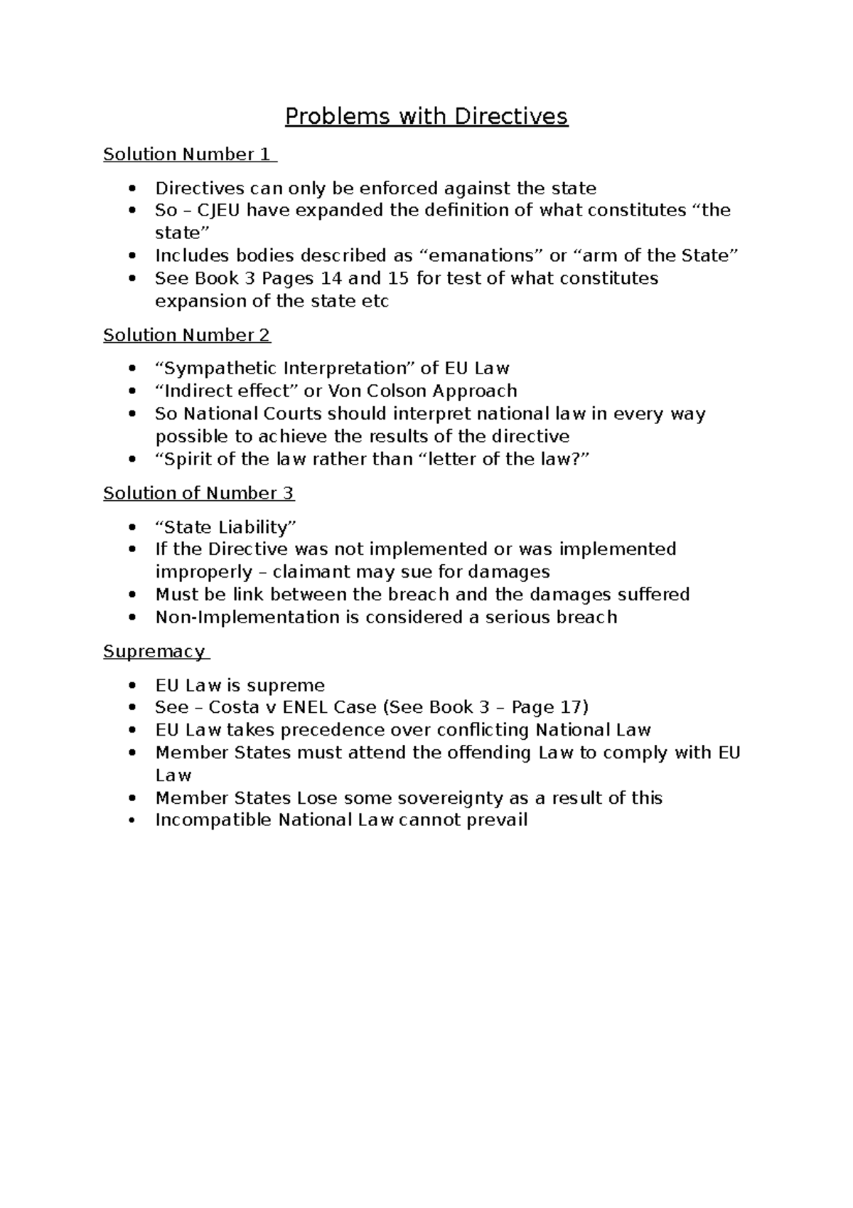 European Union Law - Problems with Directives Solution Number 1 ...