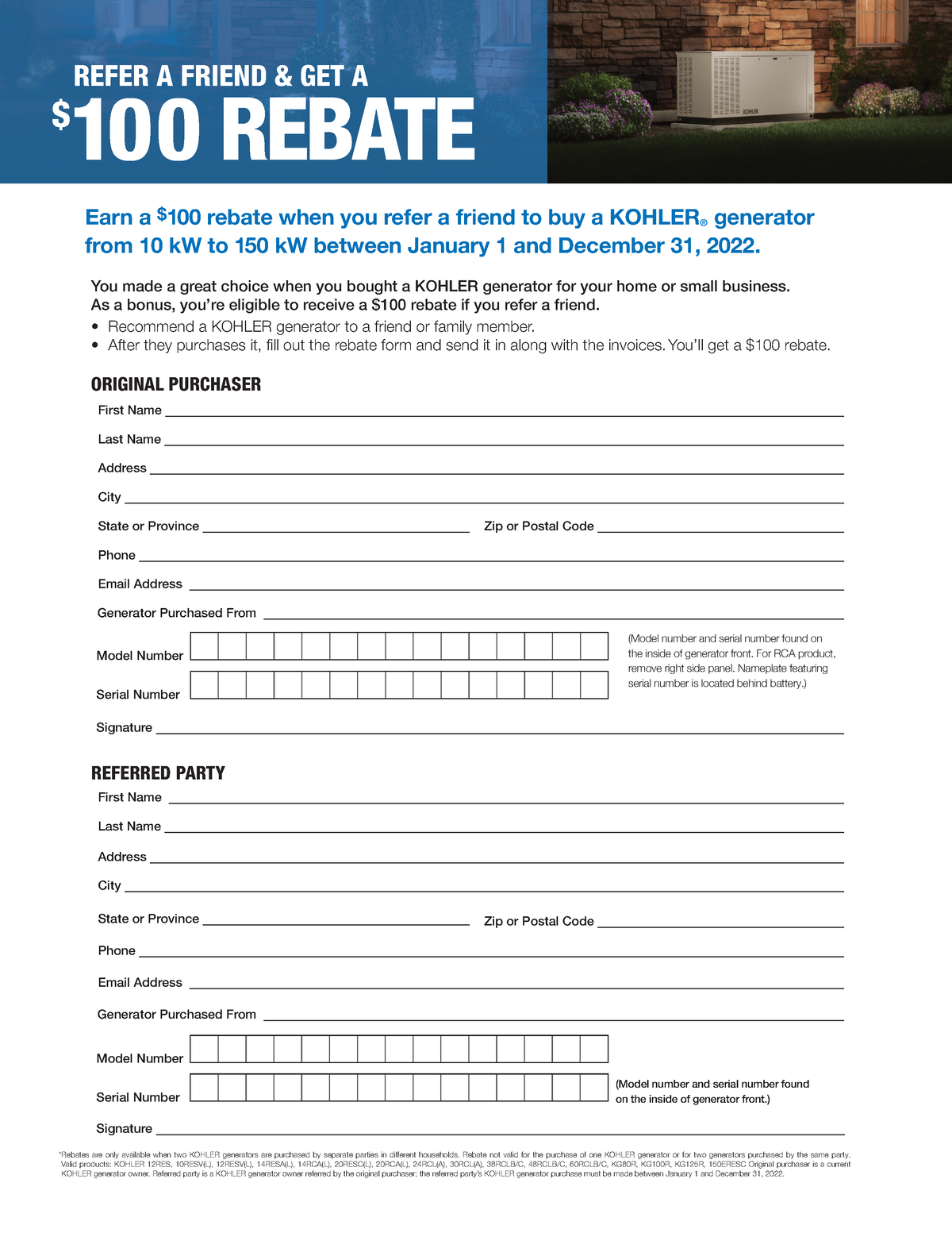 Kohler Referral Rebate Form Earn A 100 Rebate When You Refer A 
