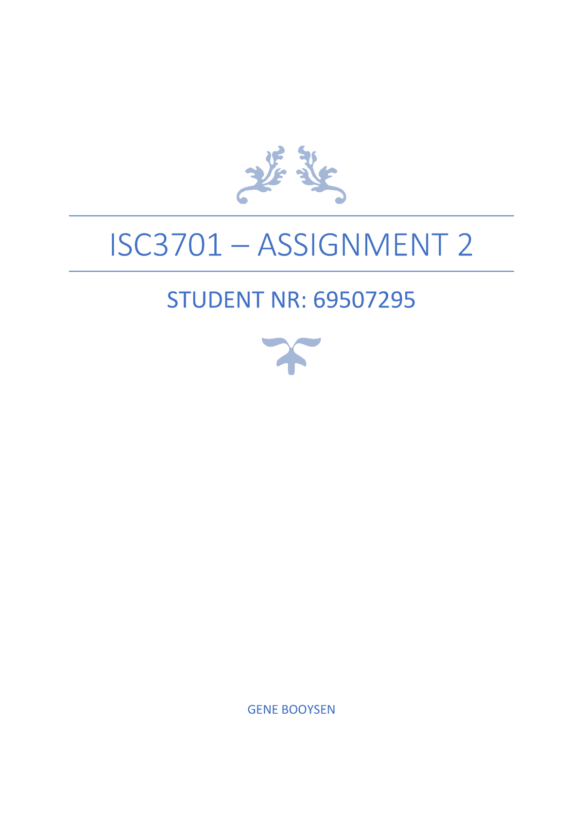 isc3701 assignment 2 answers