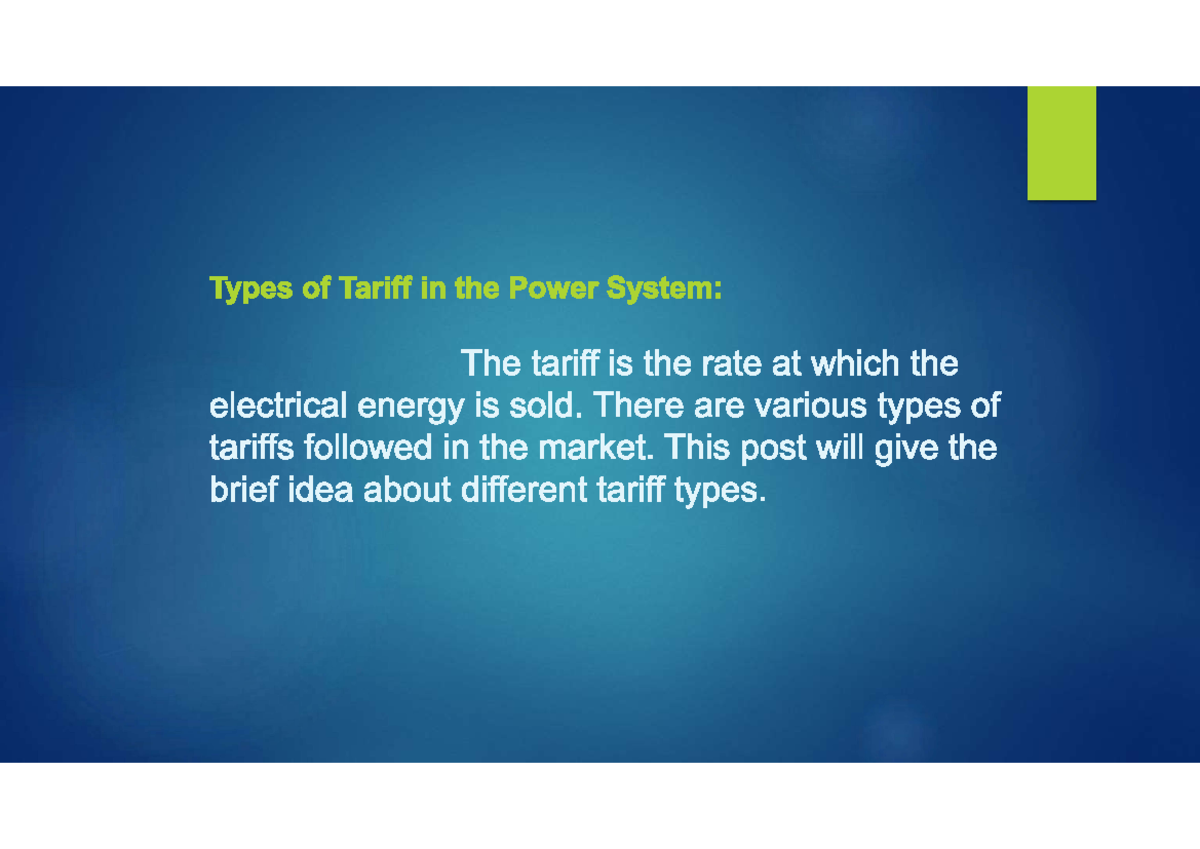 Electrical Tariff Electrical Engineering Studocu