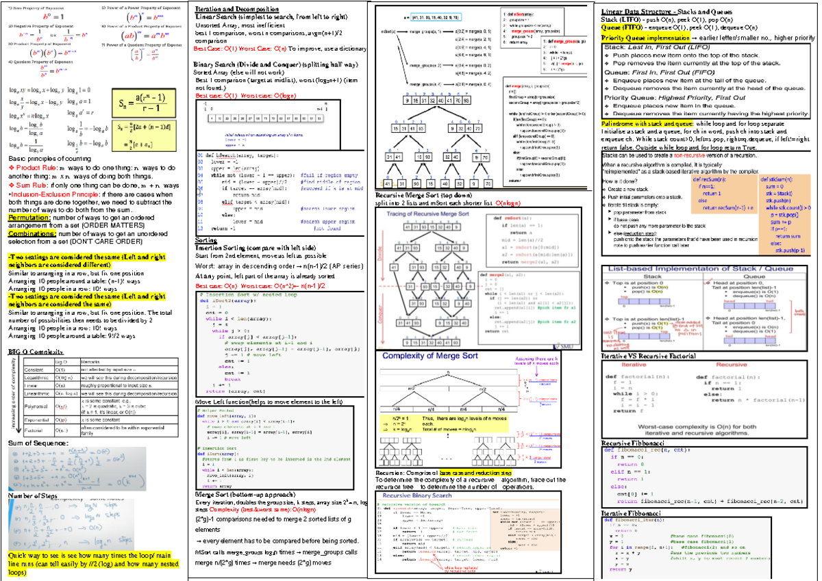 CT Cheatsheet Basic Principles Of Counting Product Rule M Ways To Do