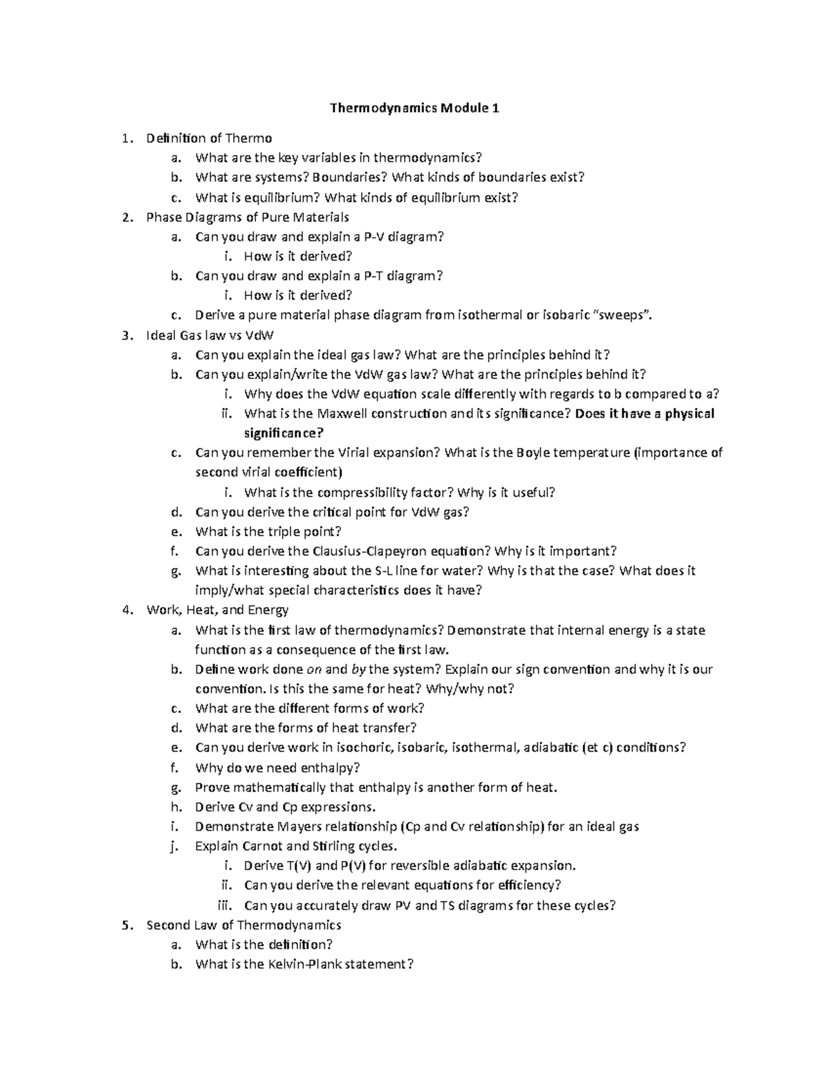 TM 1 Thermodynamics Summary 1 Thermodynamics Module 1 Definition of