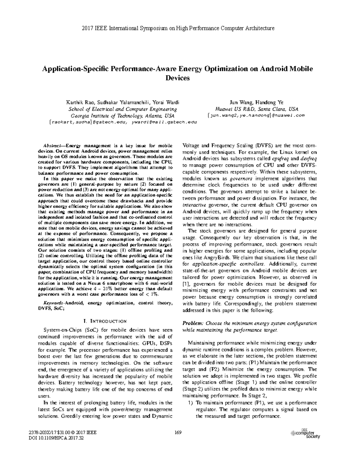 ApplicationSpecific PerformanceAware Energy Optimization on Android