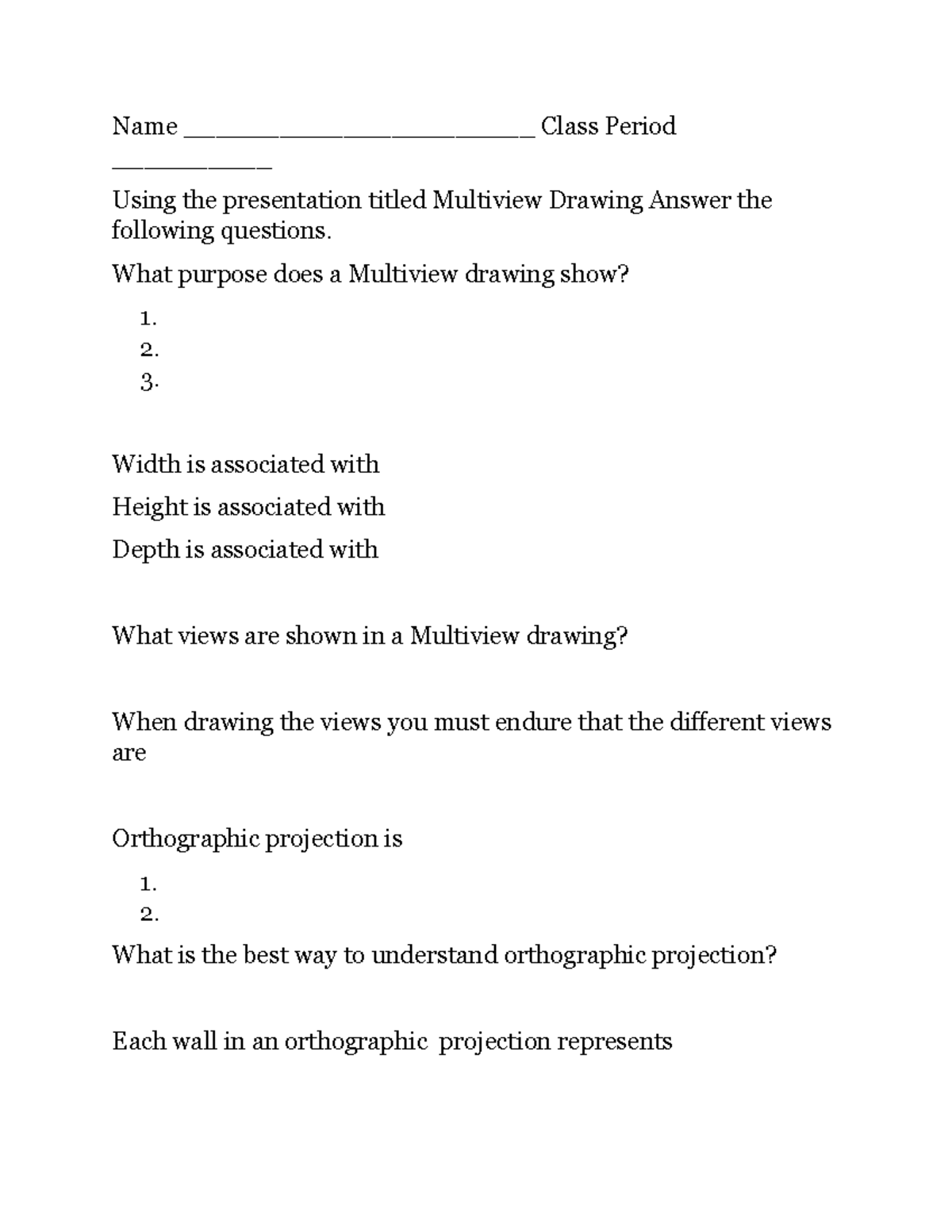 Multiviewpptnotes - easy - Name ______________________ Class Period ...