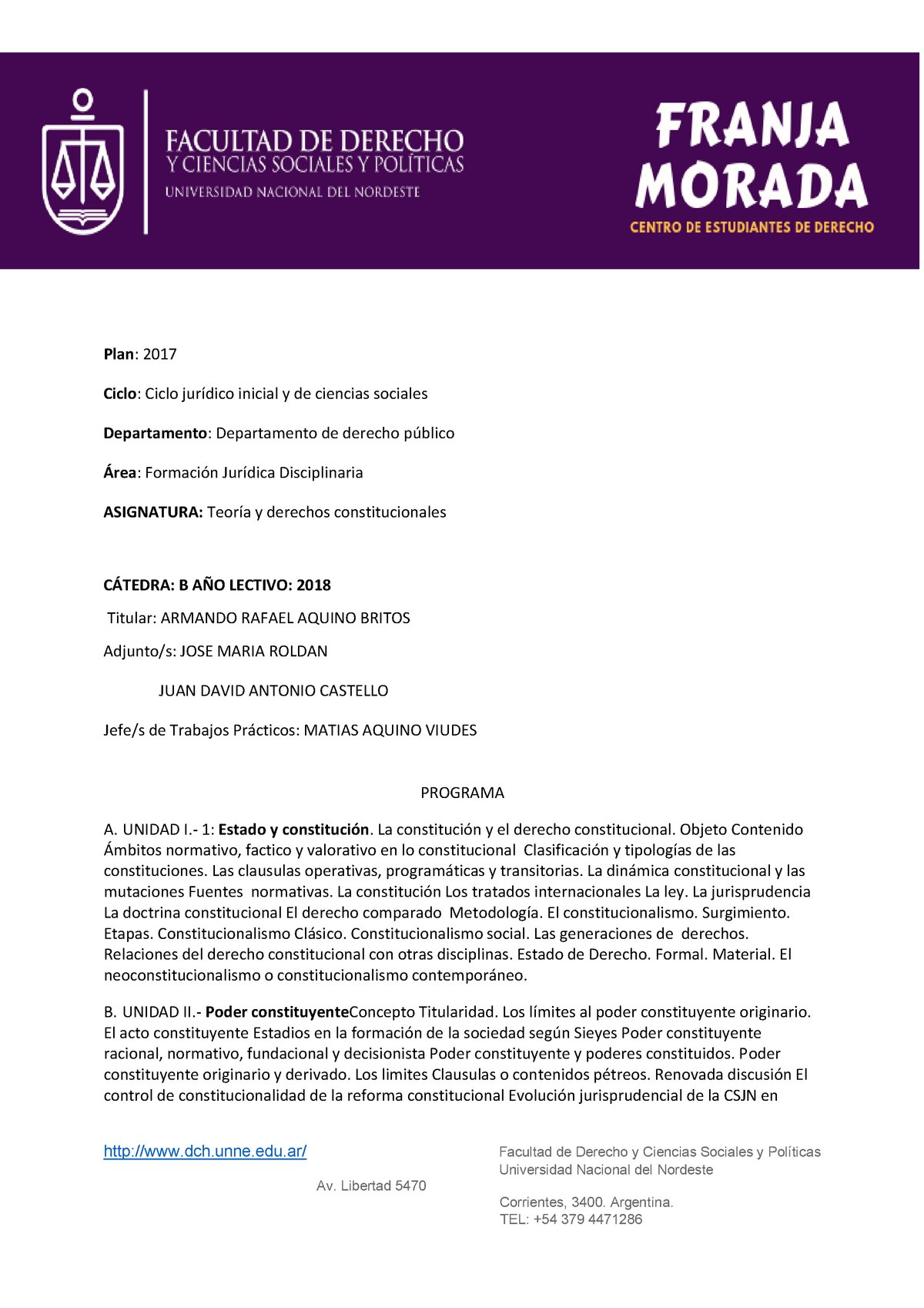 Cat B Teoria - Programa De Derecho Constitucional Catedra Britos ...