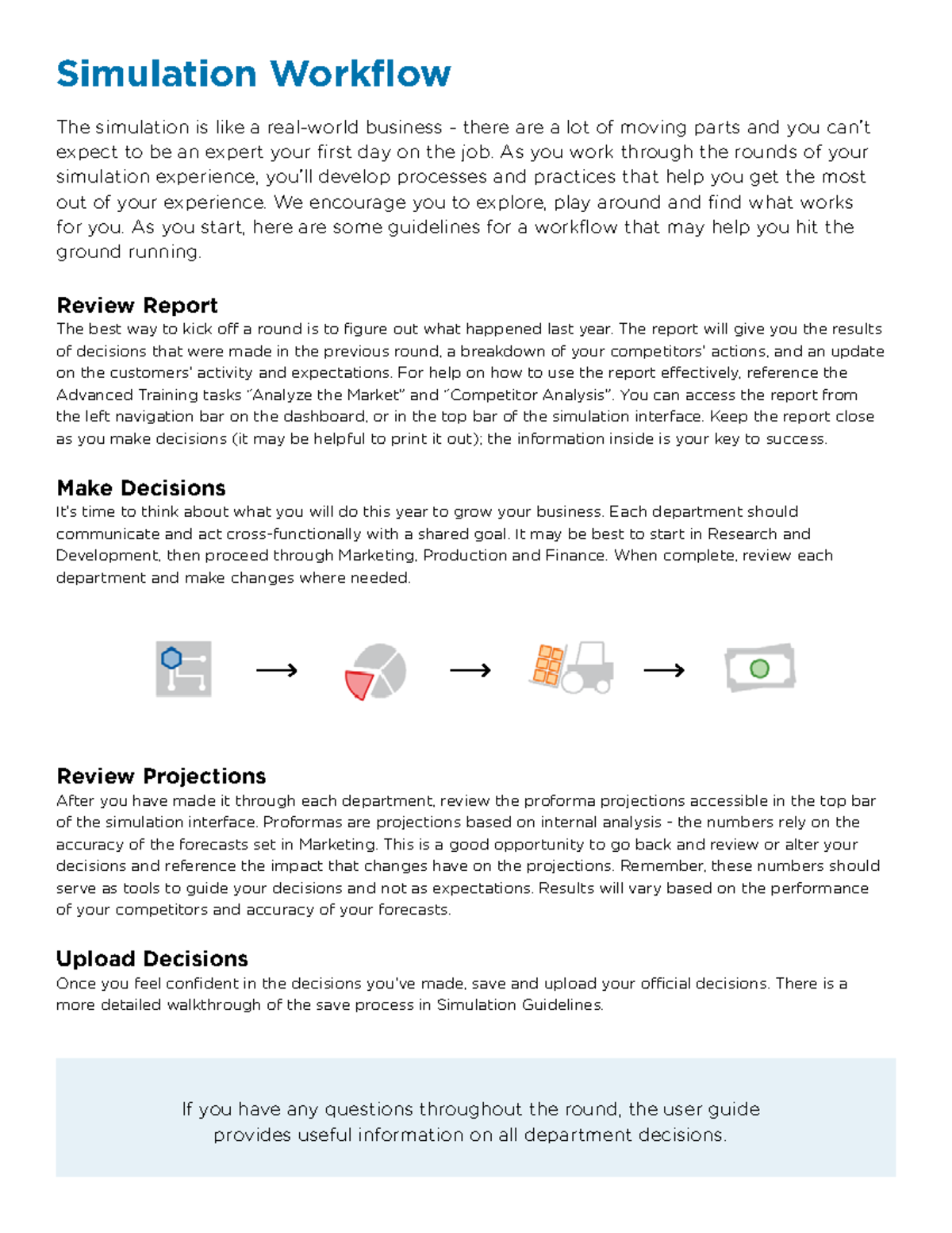 Simulation Workflow - As you work through the rounds of your simulation ...