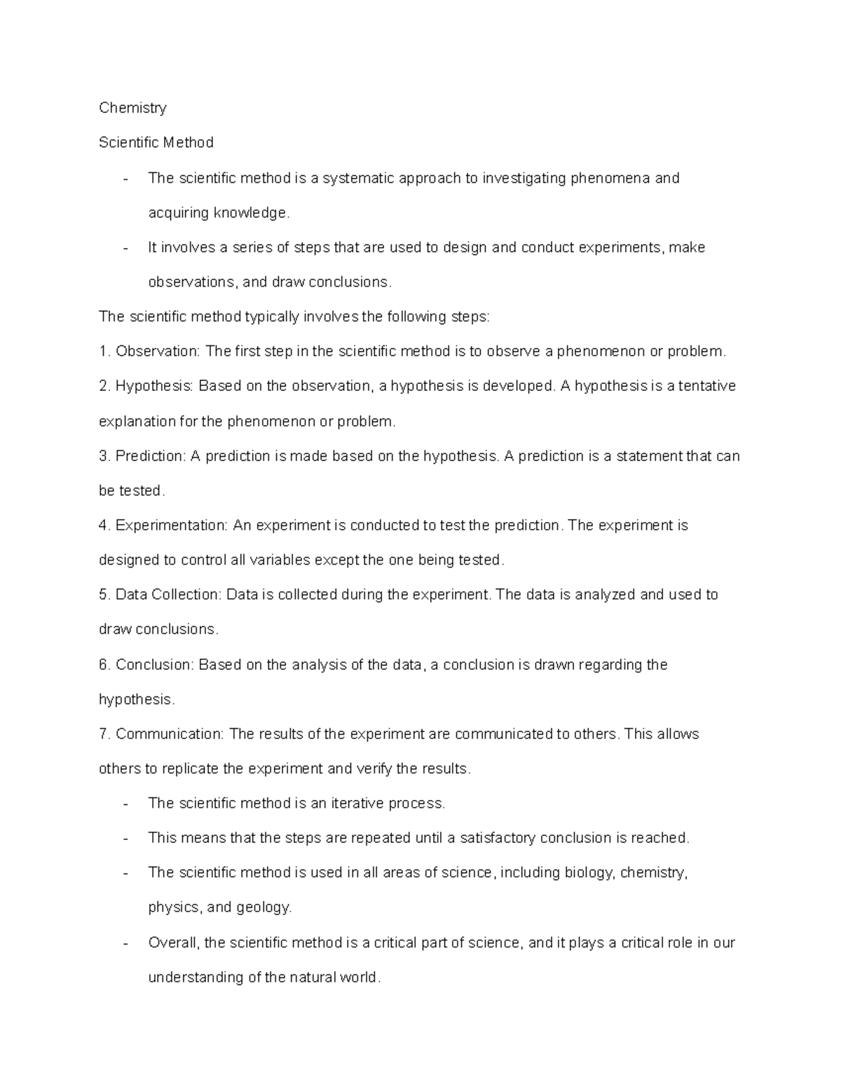 Chemistry-Scientific Method - It involves a series of steps that are ...