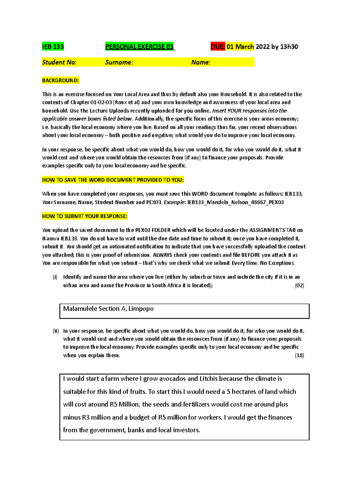 IEB133 Personal+Exercise+03 28th+February+2022 - IEB 133 PERSONAL ...
