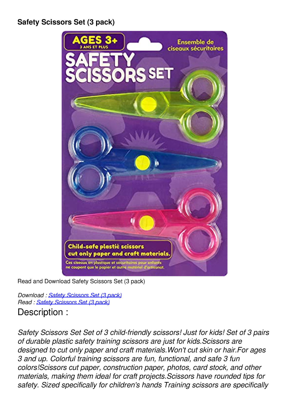 PDF/READ Safety Scissors Set (3 pack) - Safety Scissors Set (3 pack ...