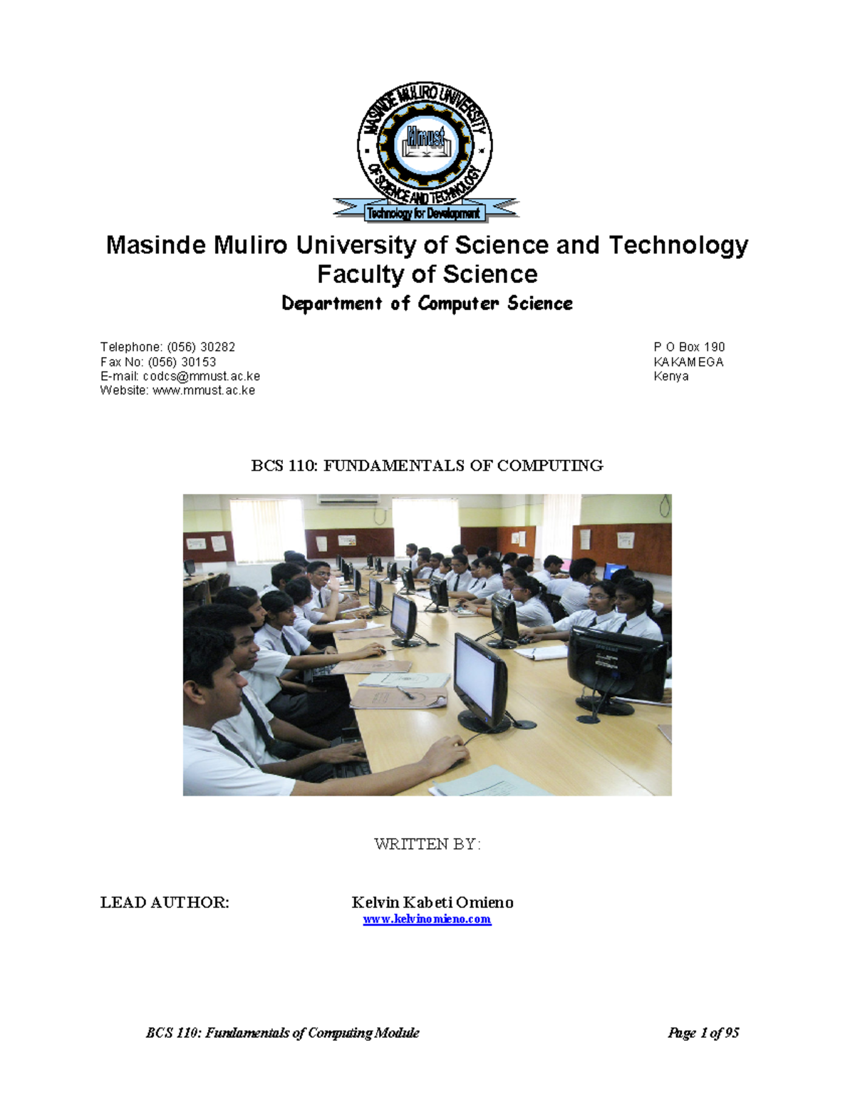 BCS 110 Fundamentals Of Computing E Modu - Masinde Muliro University Of ...