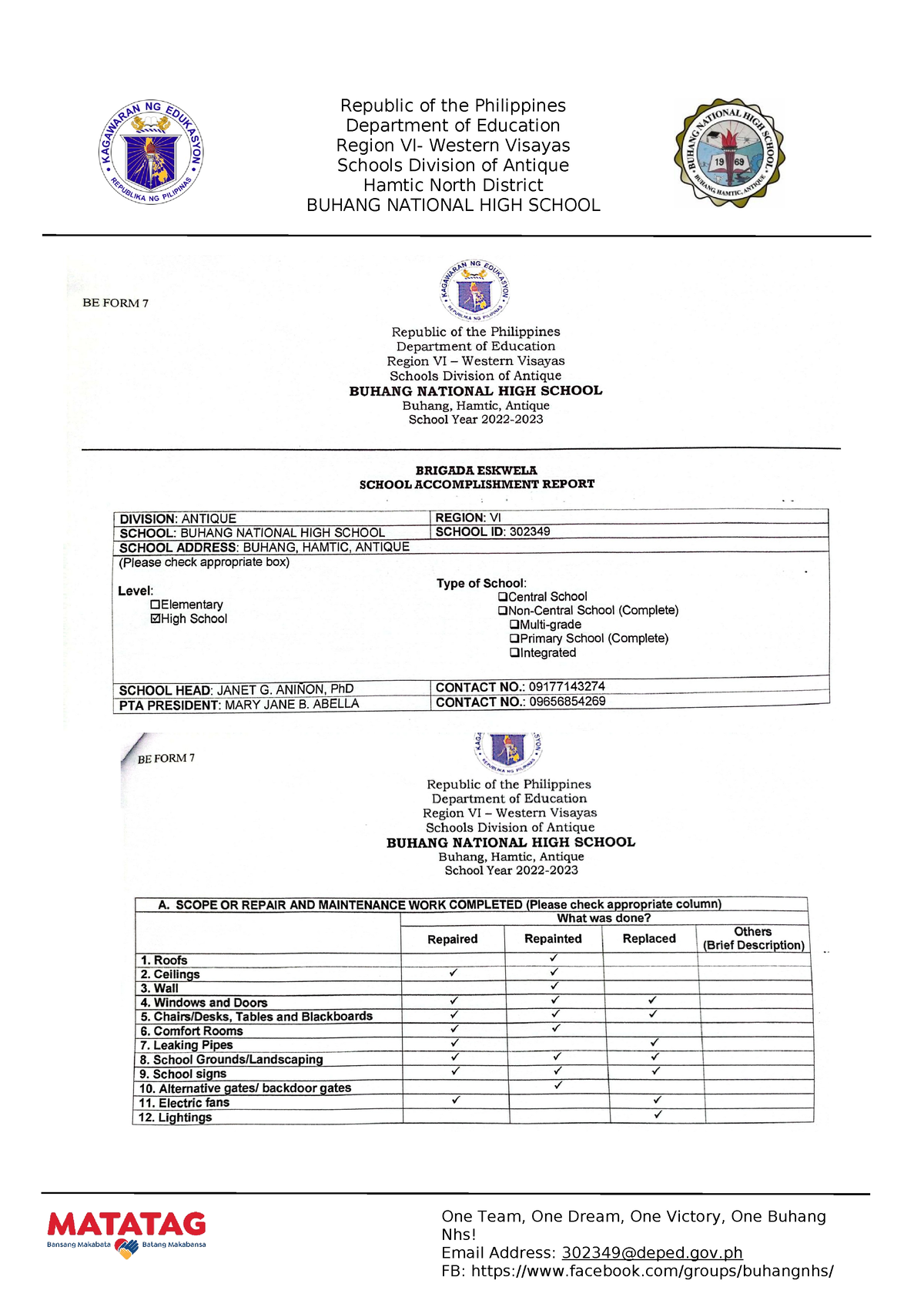 Brigada accomplishment report - One Team, One Dream, One Victory, One ...