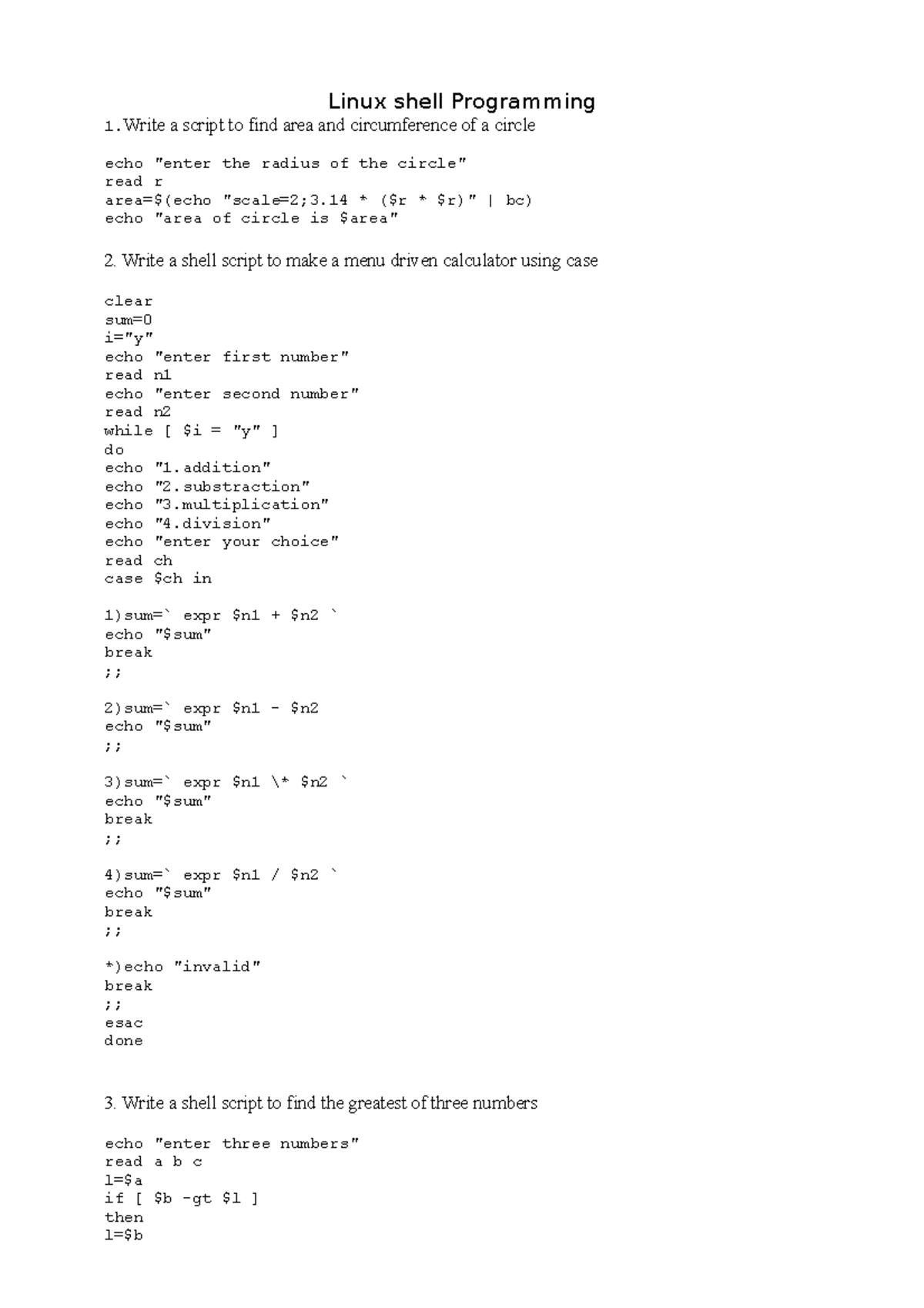 Shell all programs - sim[;e - Linux shell Programming 1 a script to ...