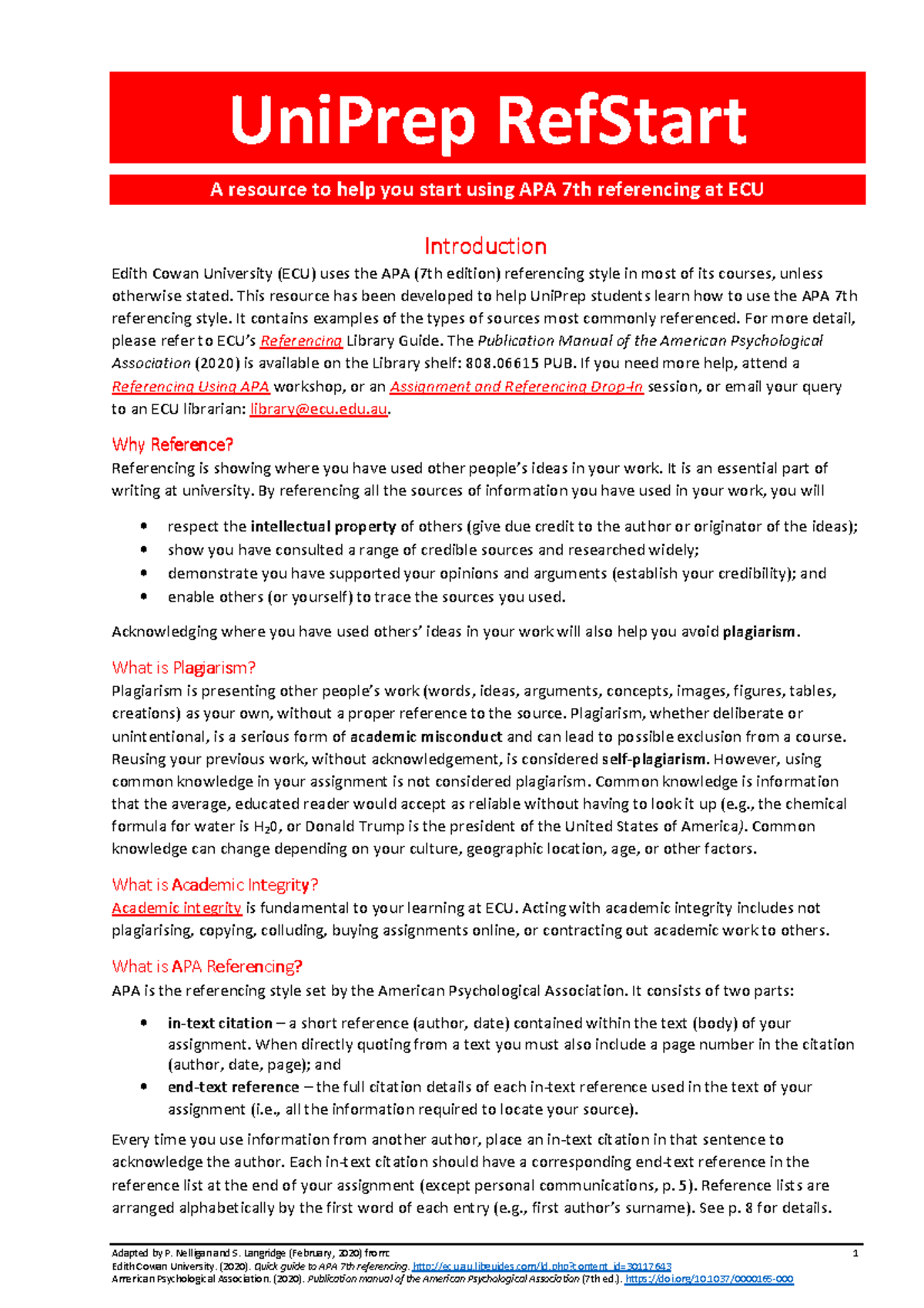Uni Prep Ref Start Feb 2020 Adapted By P Nelligan And S Langridge 