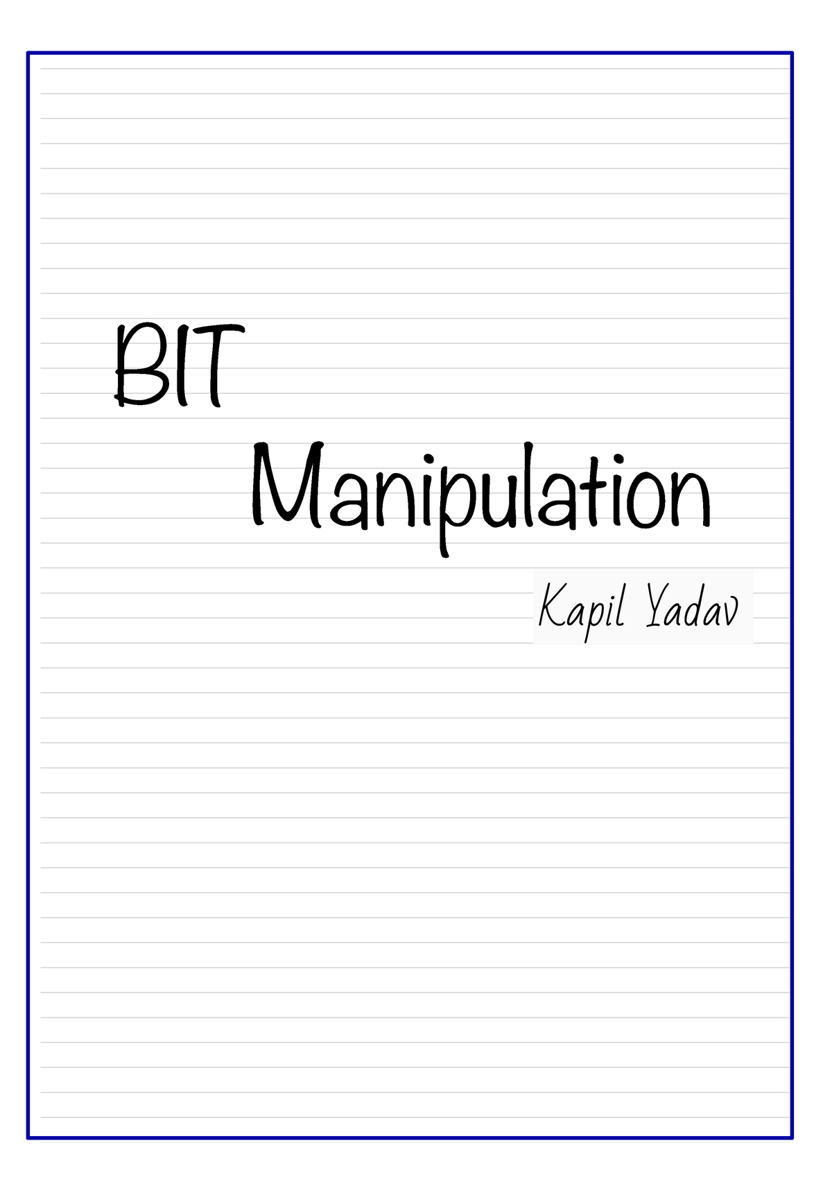 Bit Manipulation Notes 1680668765 - BIT Manipulation INDEX Q 1. )Check ...