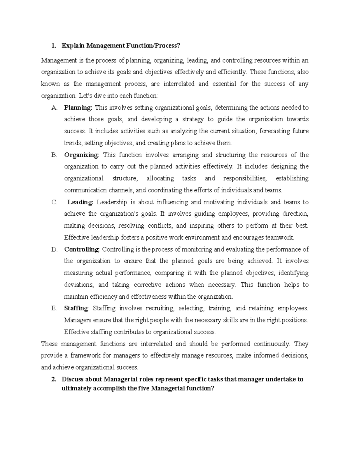 Girma Mgmt Theory Done - Explain Management Function/Process ...