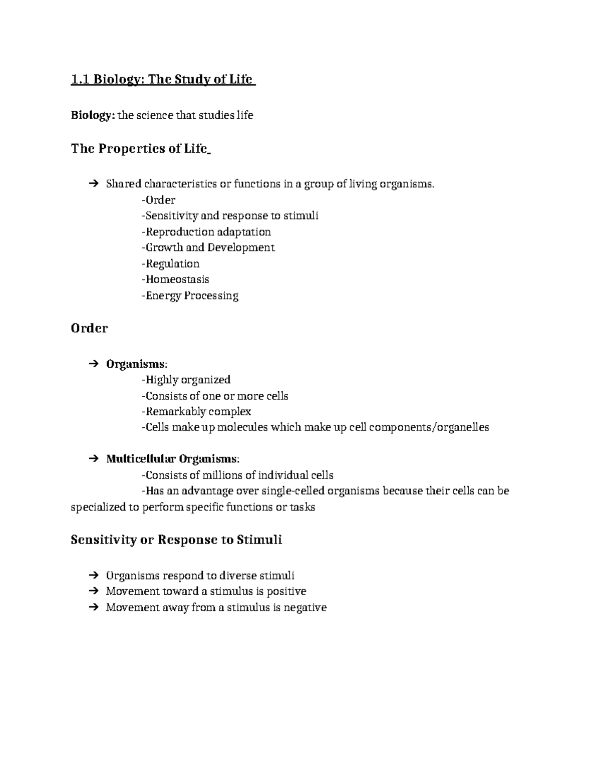 BIO 101 Test 1 Study Guide - 1 Biology: The Study of Life Biology: the ...