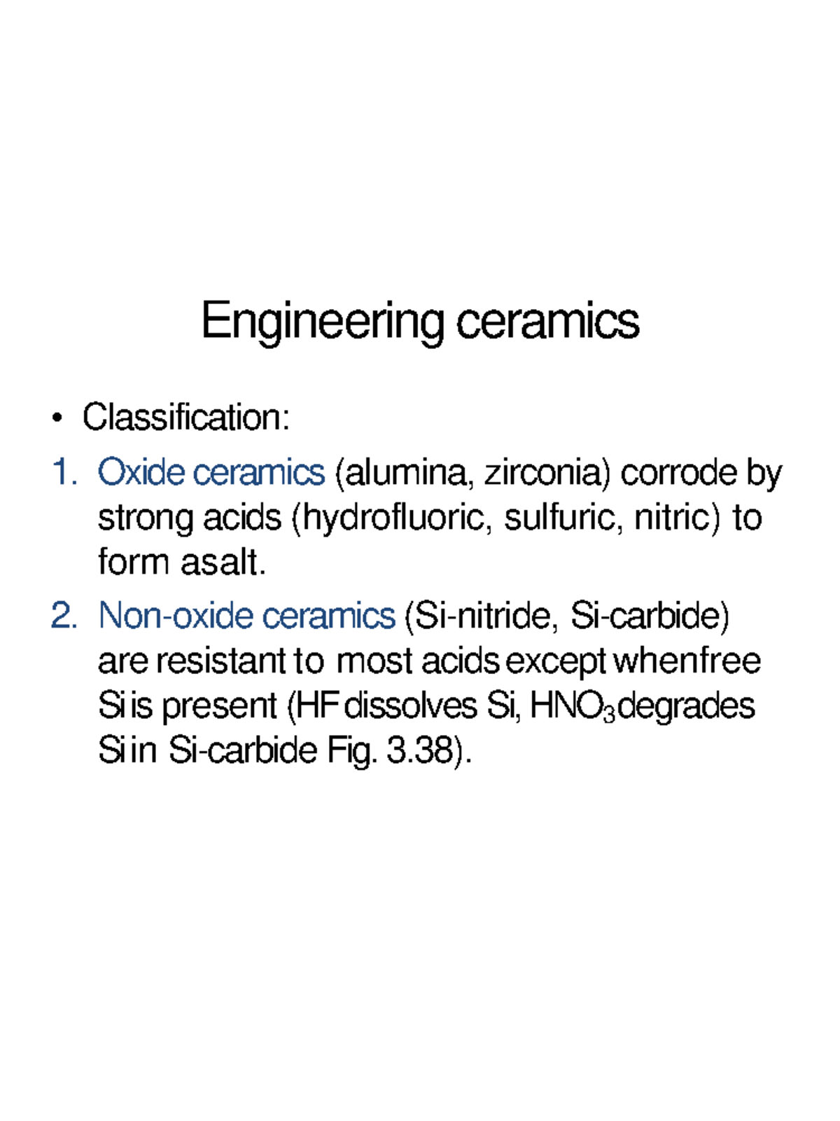 ENGI9340 Ch36 class notes Engineering ceramics Classification 1