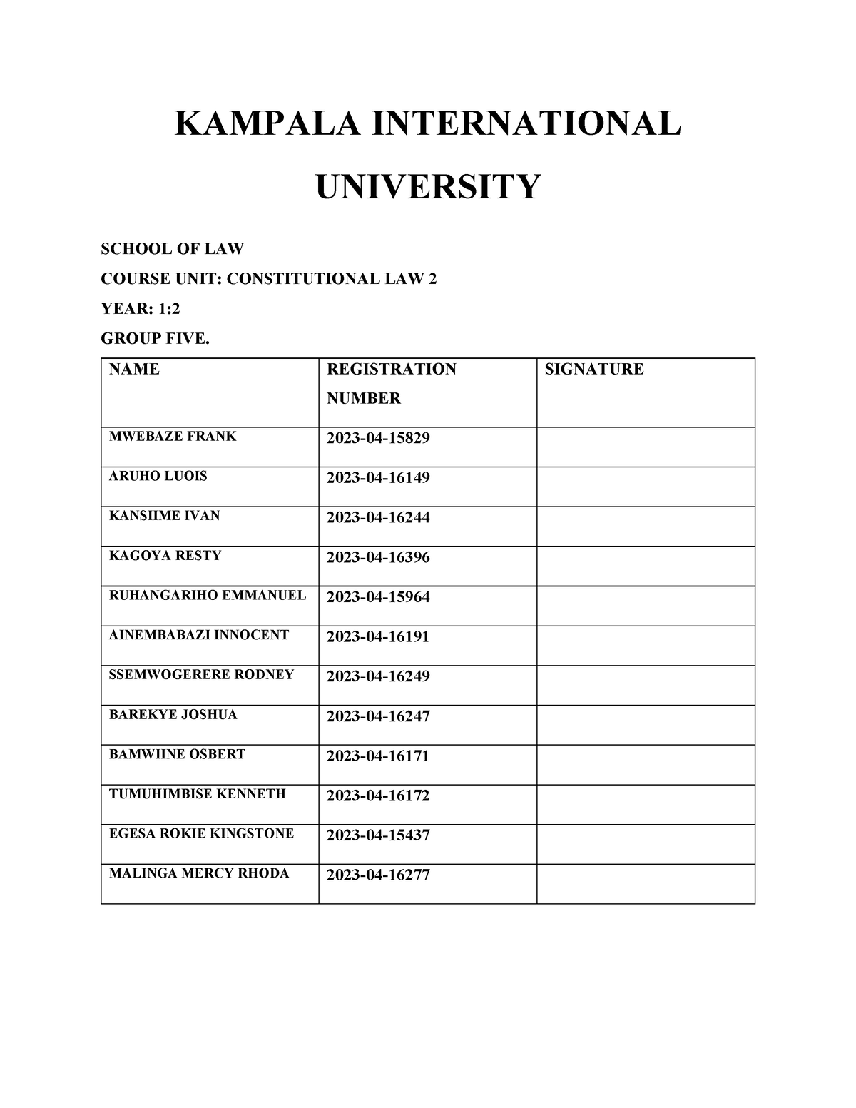 Constitutional LAW 2 - Lecture Notes - KAMPALA INTERNATIONAL UNIVERSITY ...