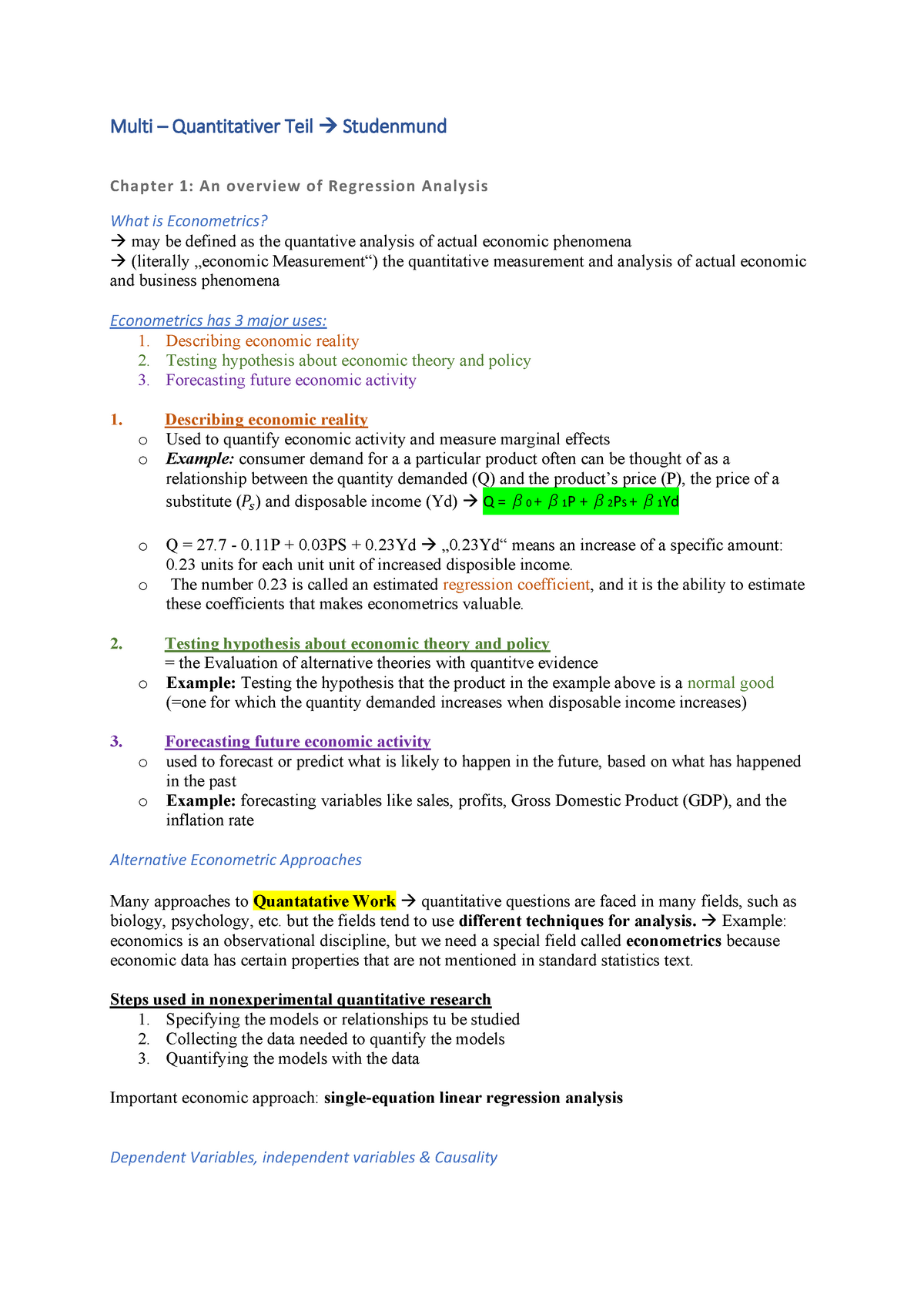 Zusammenfassung Studenmund Englisch - Warning: TT: Undefined Function ...