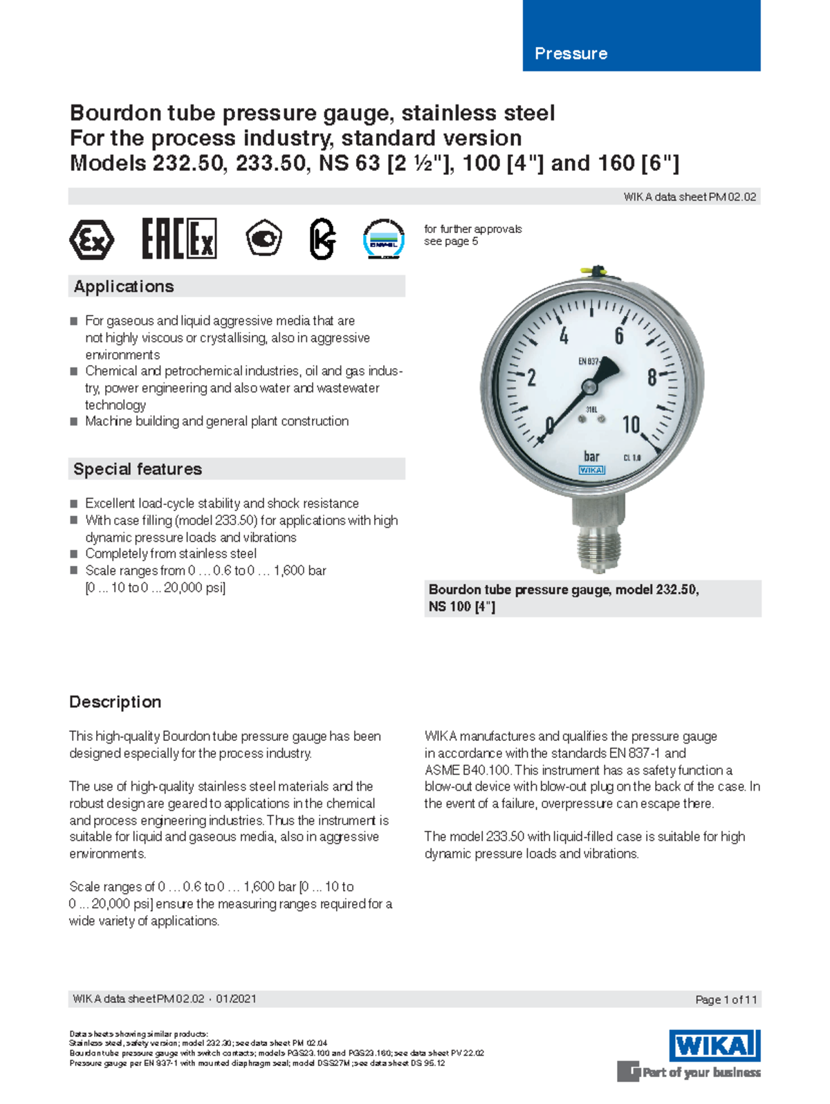 WIKA 232 PRACTICE FOR Pressure WIKA data sheet PM 02. Page 1 of 11