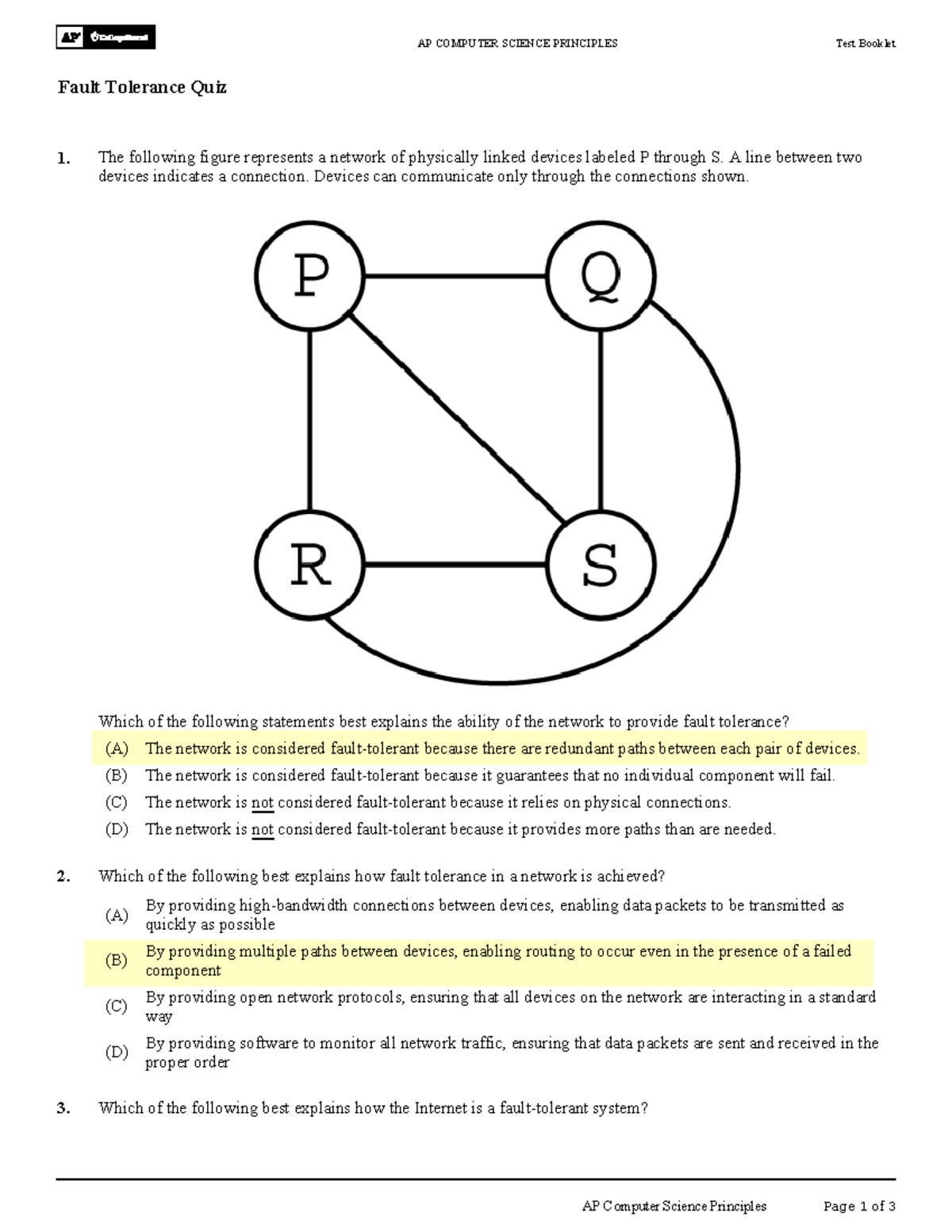 TB Fault Tolerance Quiz 63d13de7b1cd17 The following figure