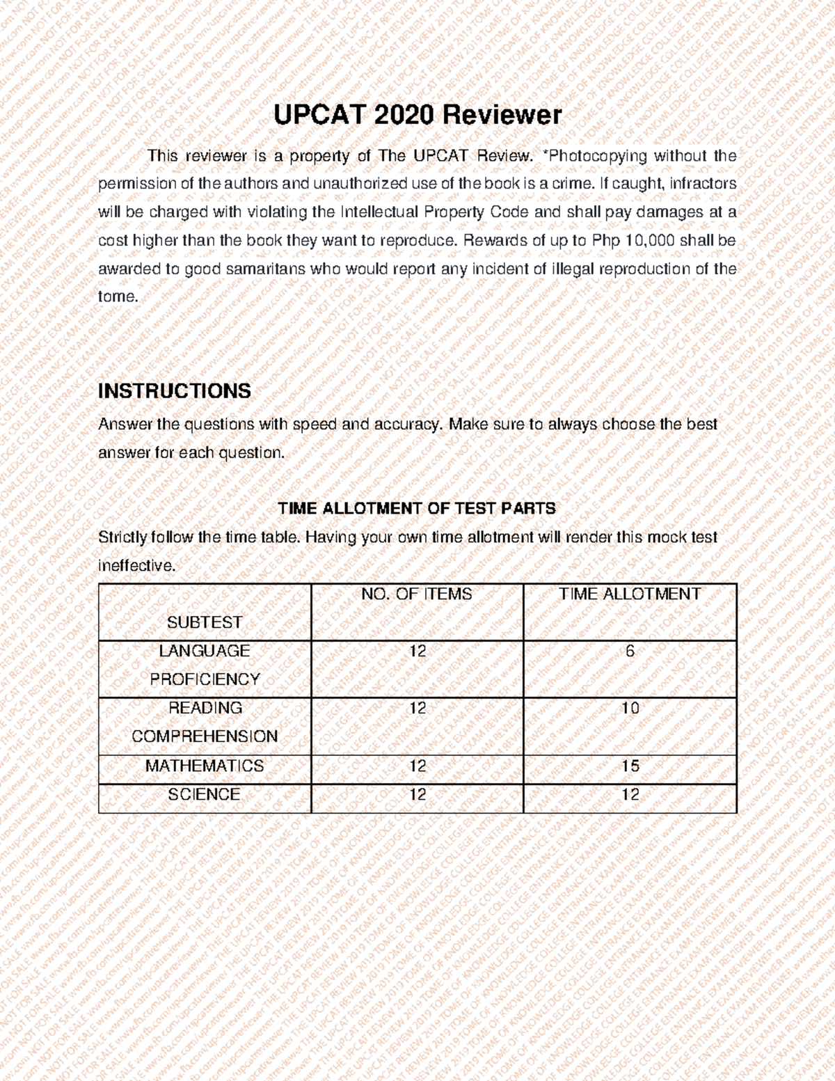 Upcat-2020-Reviewer 4 - UPCAT 2020 Reviewer This Reviewer Is A Property ...