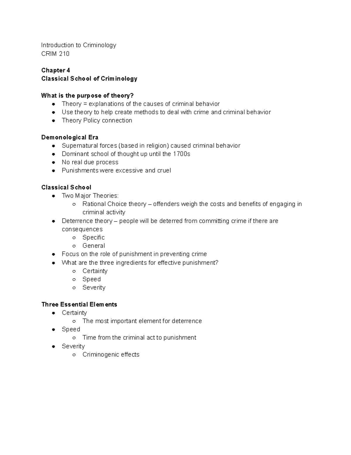 Intro To Crim 4 - Lecture Notes Based On Textbook Chapters ...