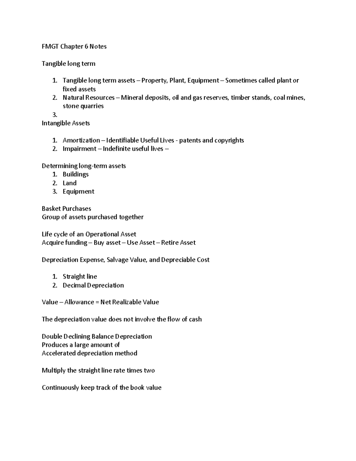 FMGT Chapter 6 Notes - FMGT Chapter 6 Notes Tangible long term Tangible ...