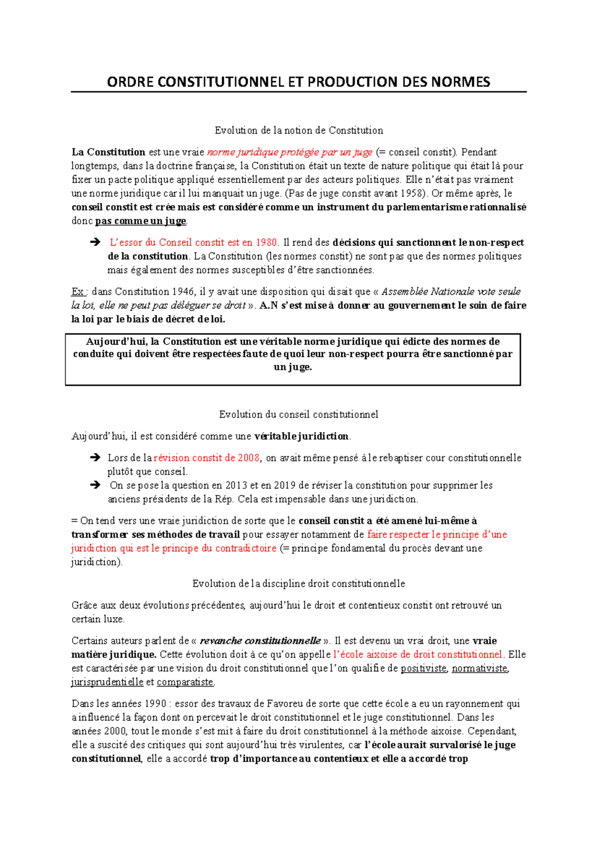 Ordre Constitu Et Production Des Normes Ordre Constitutionnel Et