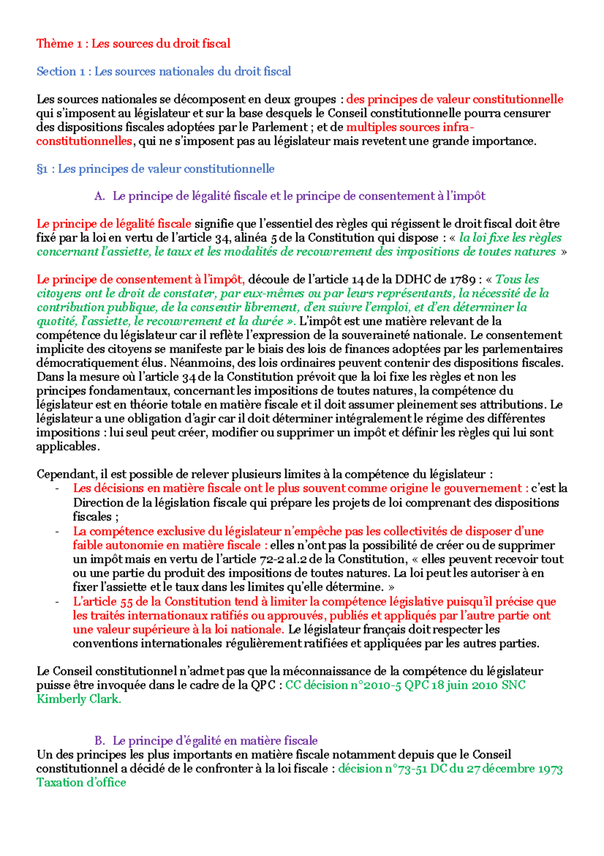 Thème 1 fiscal - Thème 1 : Les sources du droit fiscal Section 1 : Les ...